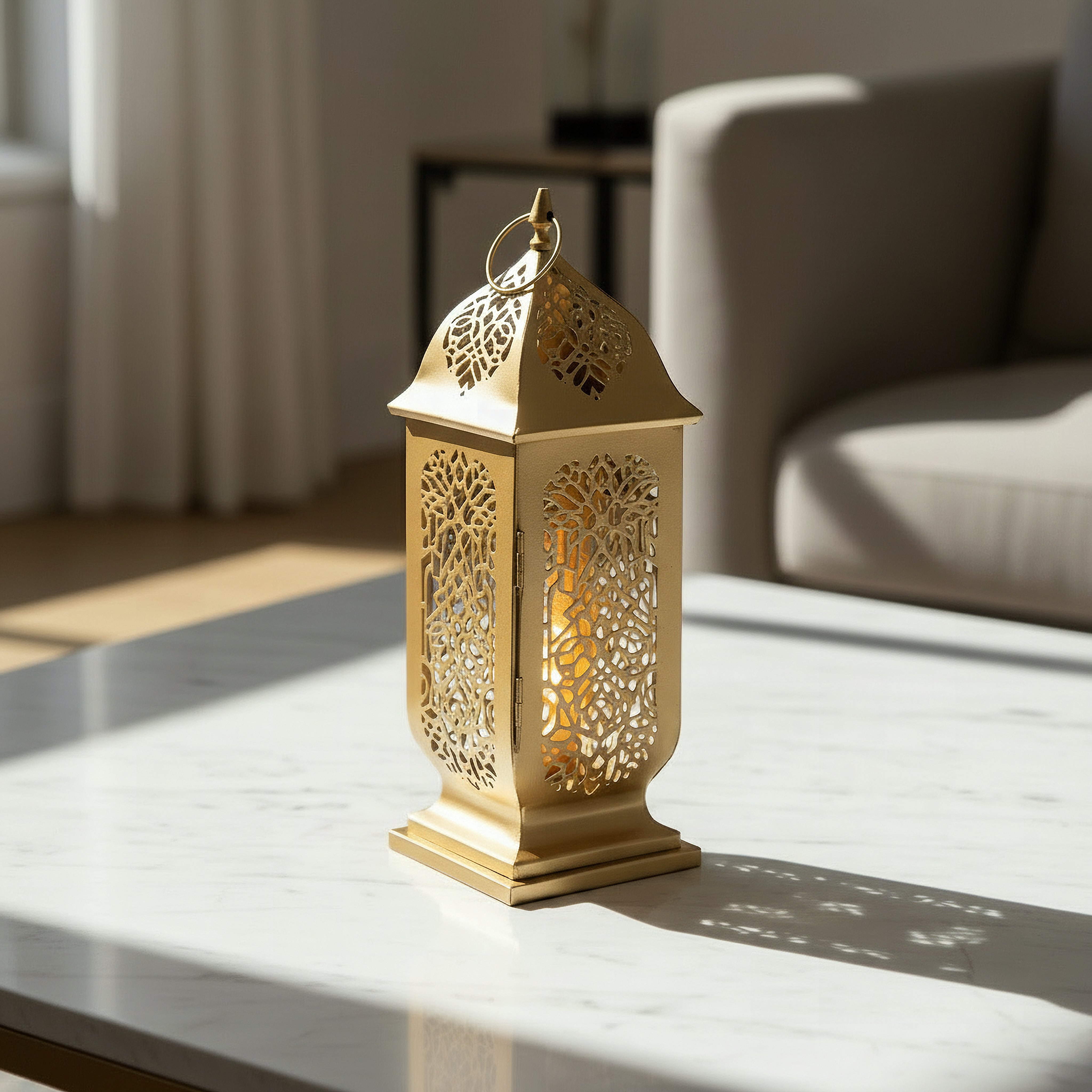 Arabesque Zaynah Decorative Cutwork Lantern - 15x15x36 cm-hbxdecorandfurnishings-homeaccessories-lanterns-image-2