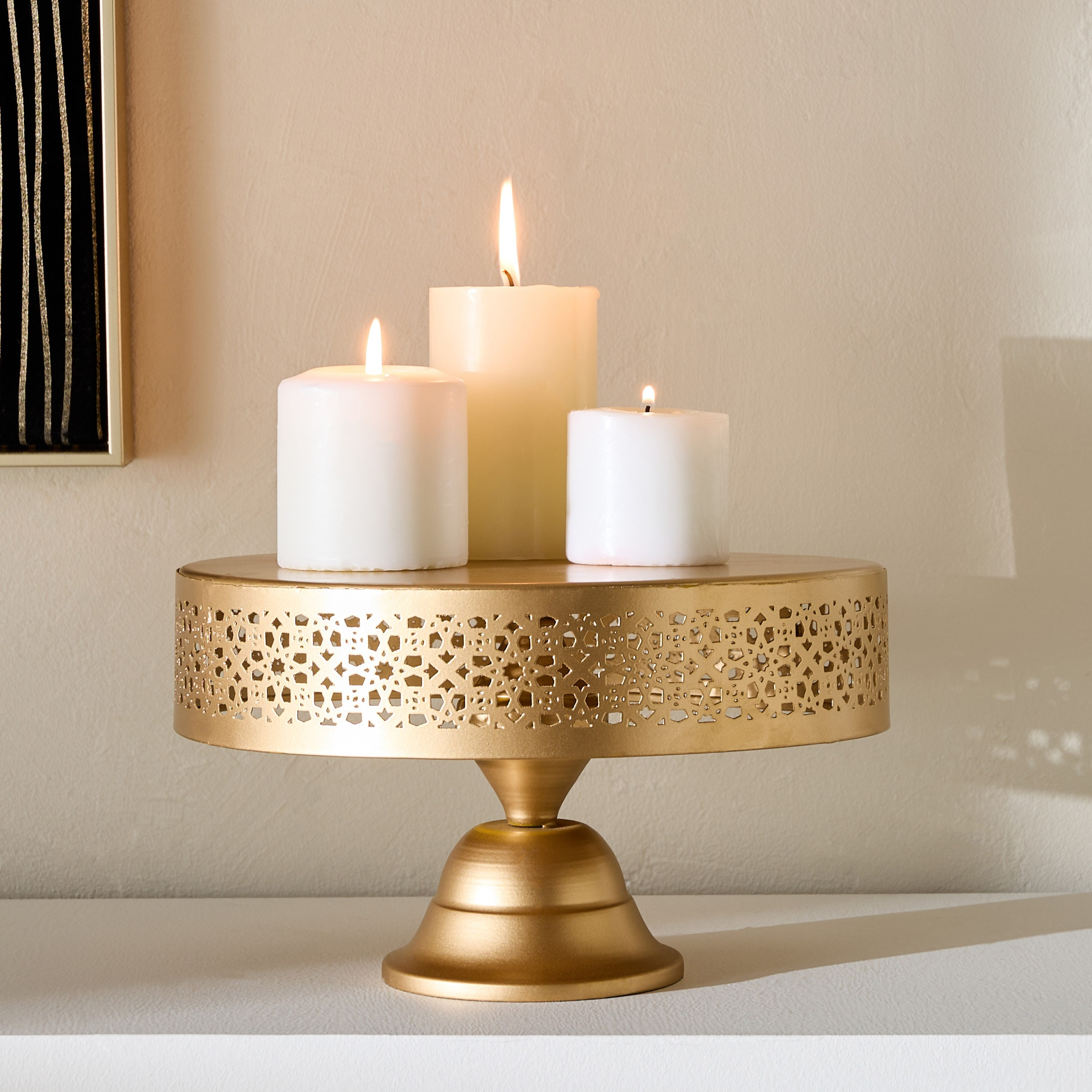 Arabesque Zaynah Cutwork Decorative Footed Platter - 20.5x20.5x26 cm-hbxhomeware-hbxdecorandfurnishings-image-1