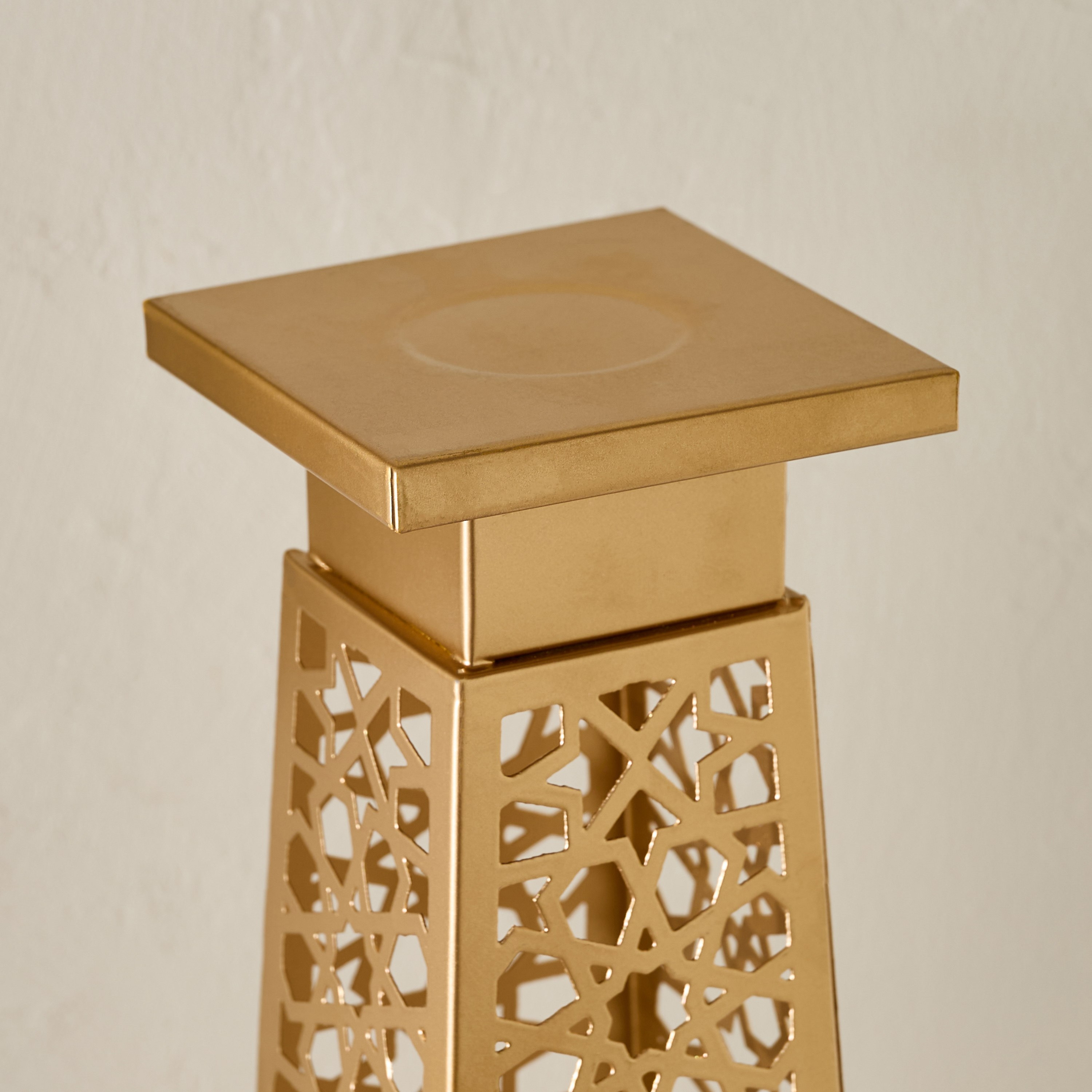 Arabesque Zaynah Small Decorative Cutwork Pillar Candleholder - 9x9x32 cm-hbxlivingroom-decorandaccessories-candleholders-image-3