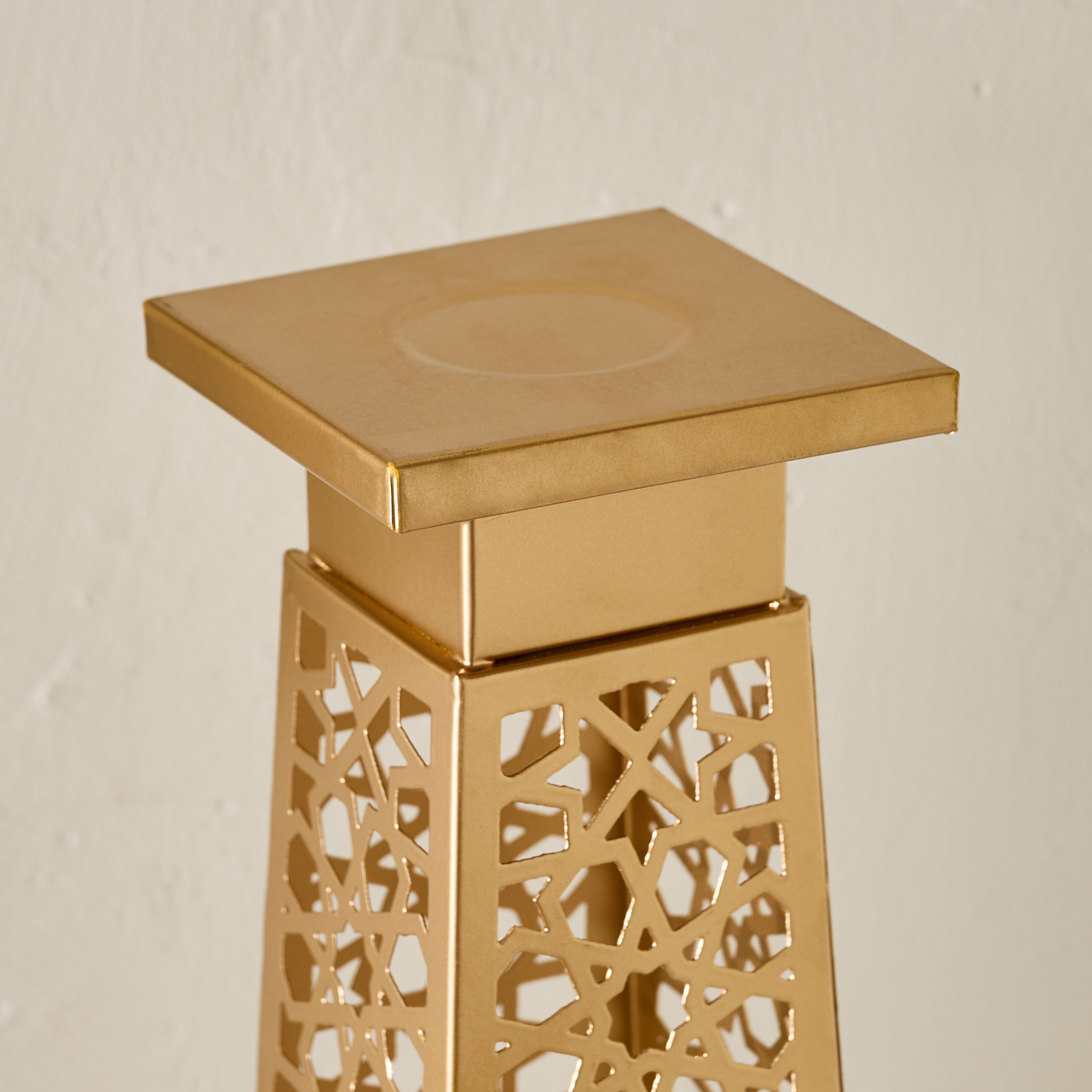 Arabesque Zaynah Large Decorative Cutwork Pillar Candleholder - 9x9x36 cm-hbxlivingroom-decorandaccessories-candleholders-image-3