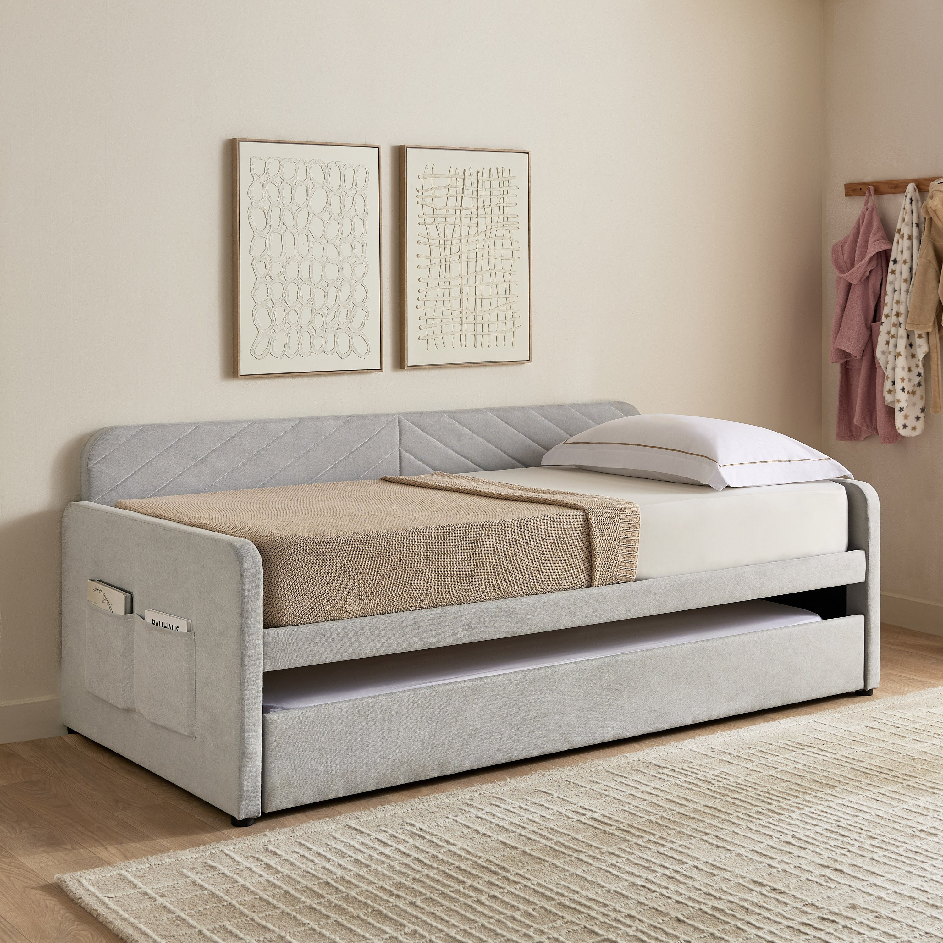 Movo Nordica Civita Upholstered Day Bed with Pull-Out Bed - 90x200 cm-hbxfurniture-bedsandbedsets-daybeds-image-2