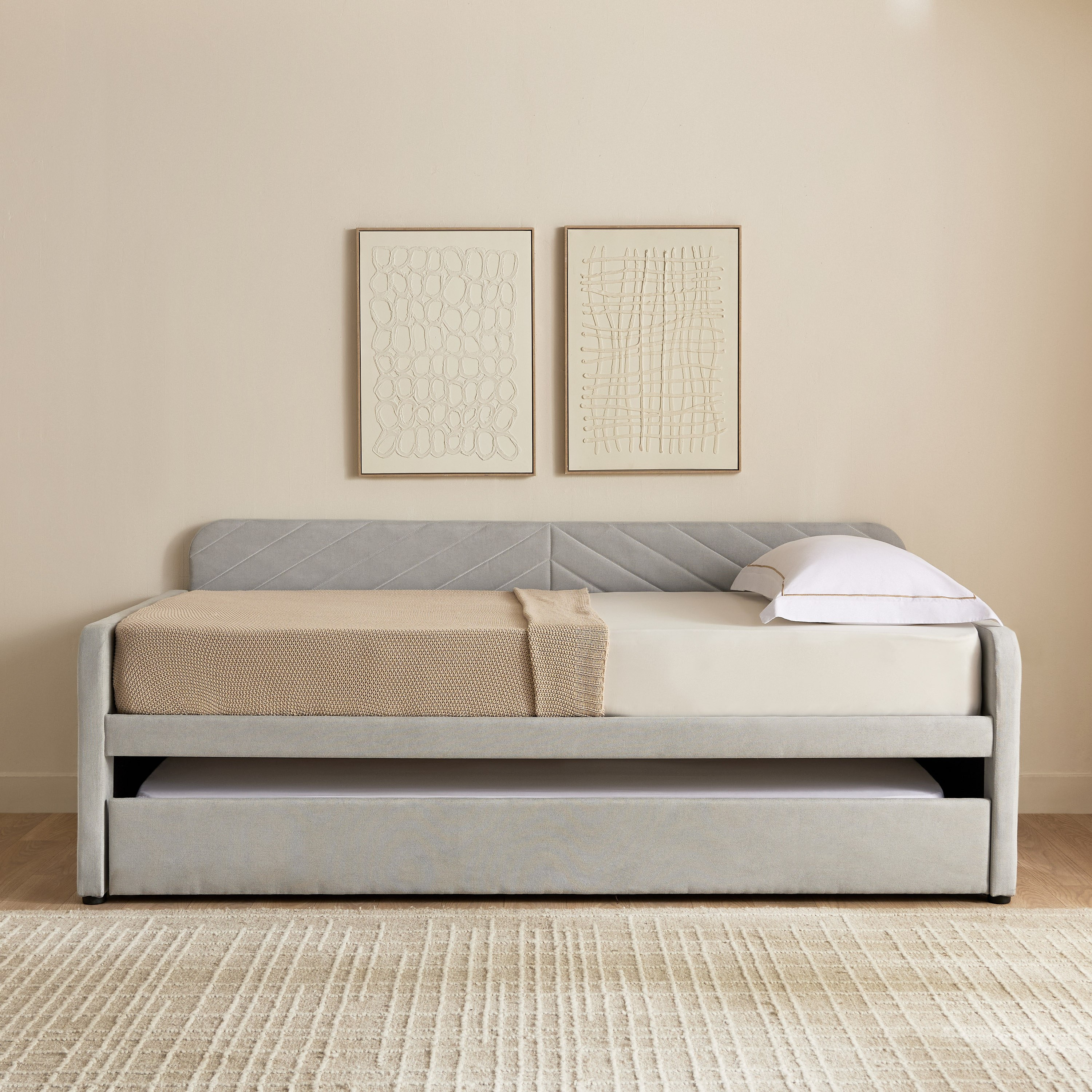 Movo Nordica Civita Upholstered Day Bed with Pull-Out Bed - 90x200 cm-hbxfurniture-bedsandbedsets-daybeds-image-3