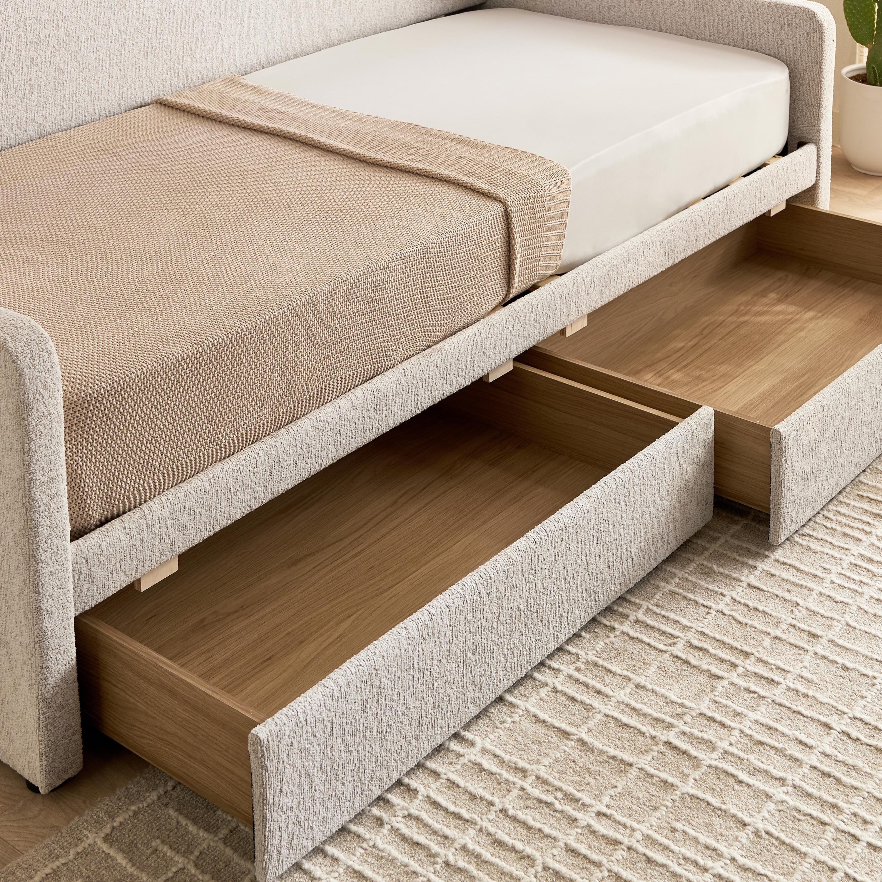 Movo Java Calabro Smart Upholstered Single Day Bed with 2-Drawers - 90x200 cm-hbxfurniture-bedsandbedsets-daybeds-image-3