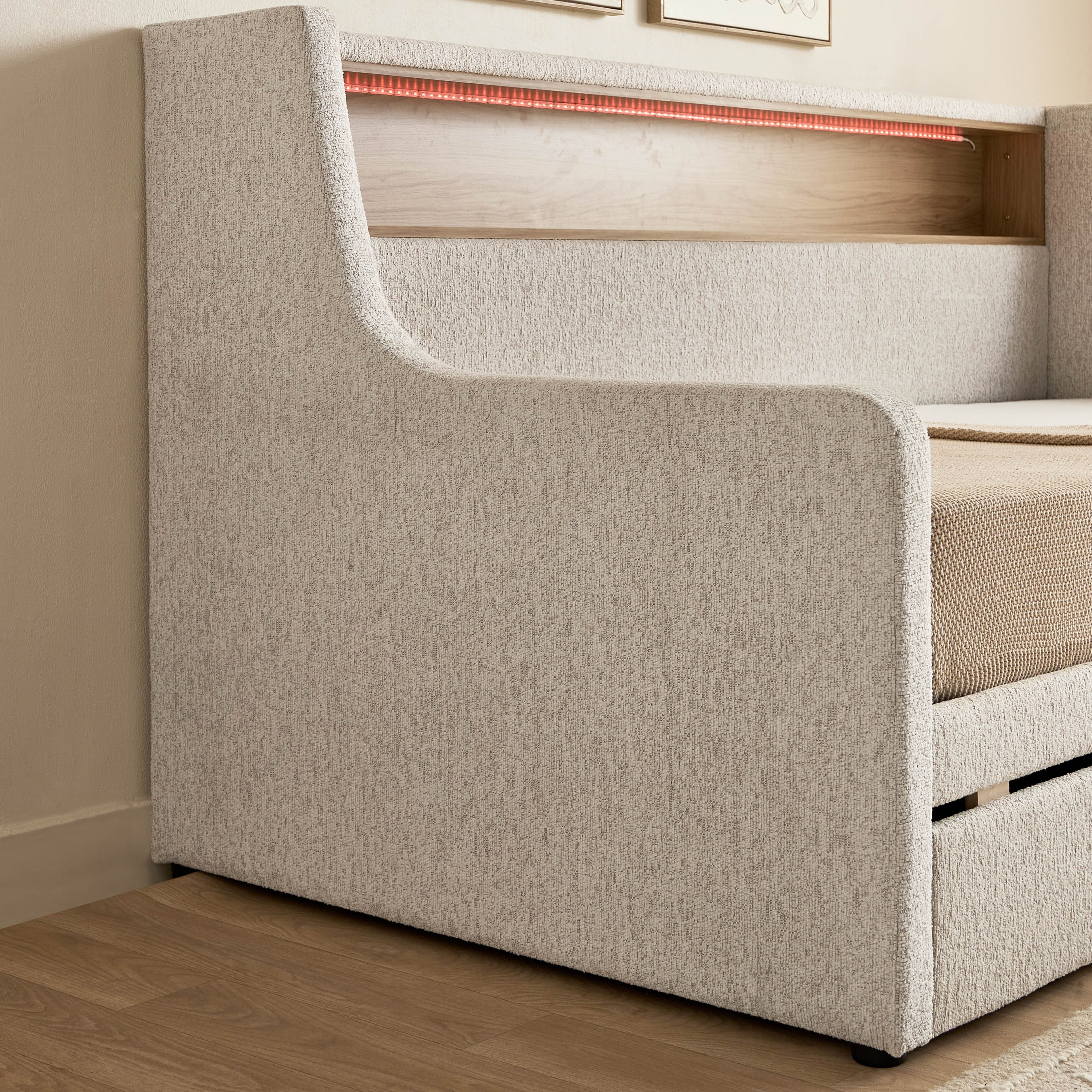 Movo Java Calabro Smart Upholstered Single Day Bed with 2-Drawers - 90x200 cm-hbxfurniture-bedsandbedsets-daybeds-image-5