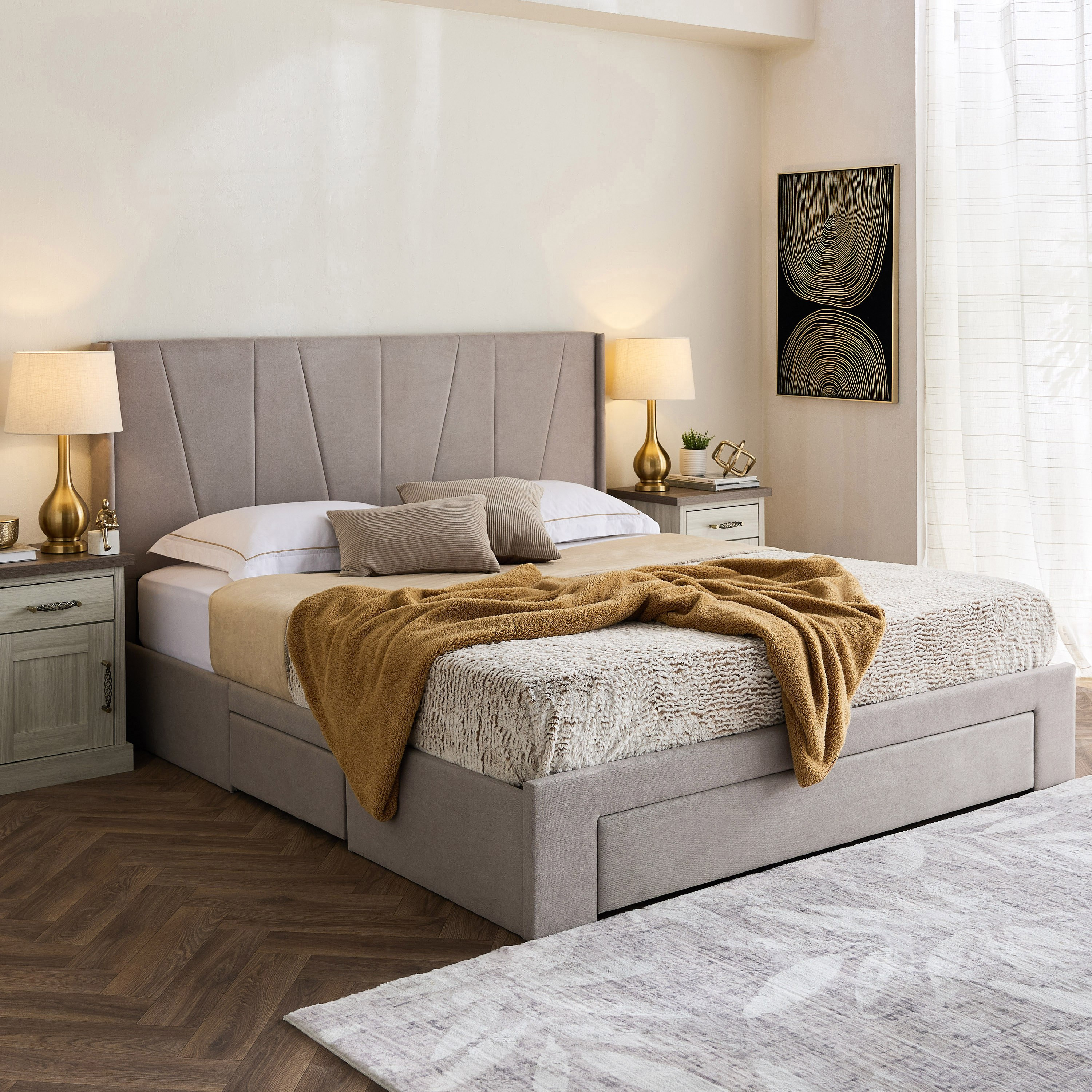 Movo Angelic Montero Nxt Upholstered Queen Bed with 3 Drawers - 160x200 cm-hbxbedroom-bedsandbedsets-beds-queen-image-11