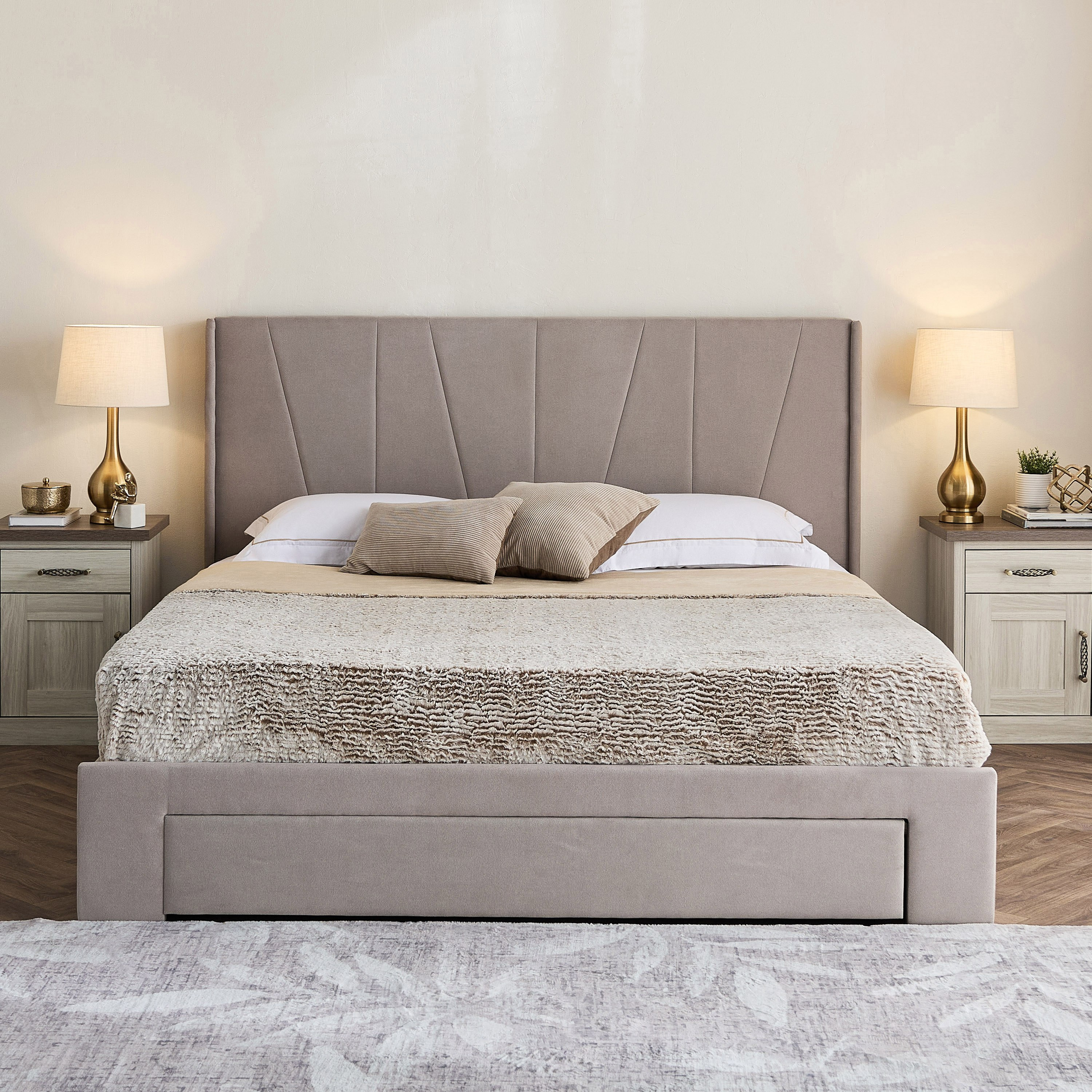 Movo Angelic Montero Nxt Upholstered Queen Bed with 3 Drawers - 160x200 cm-hbxbedroom-bedsandbedsets-beds-queen-image-3