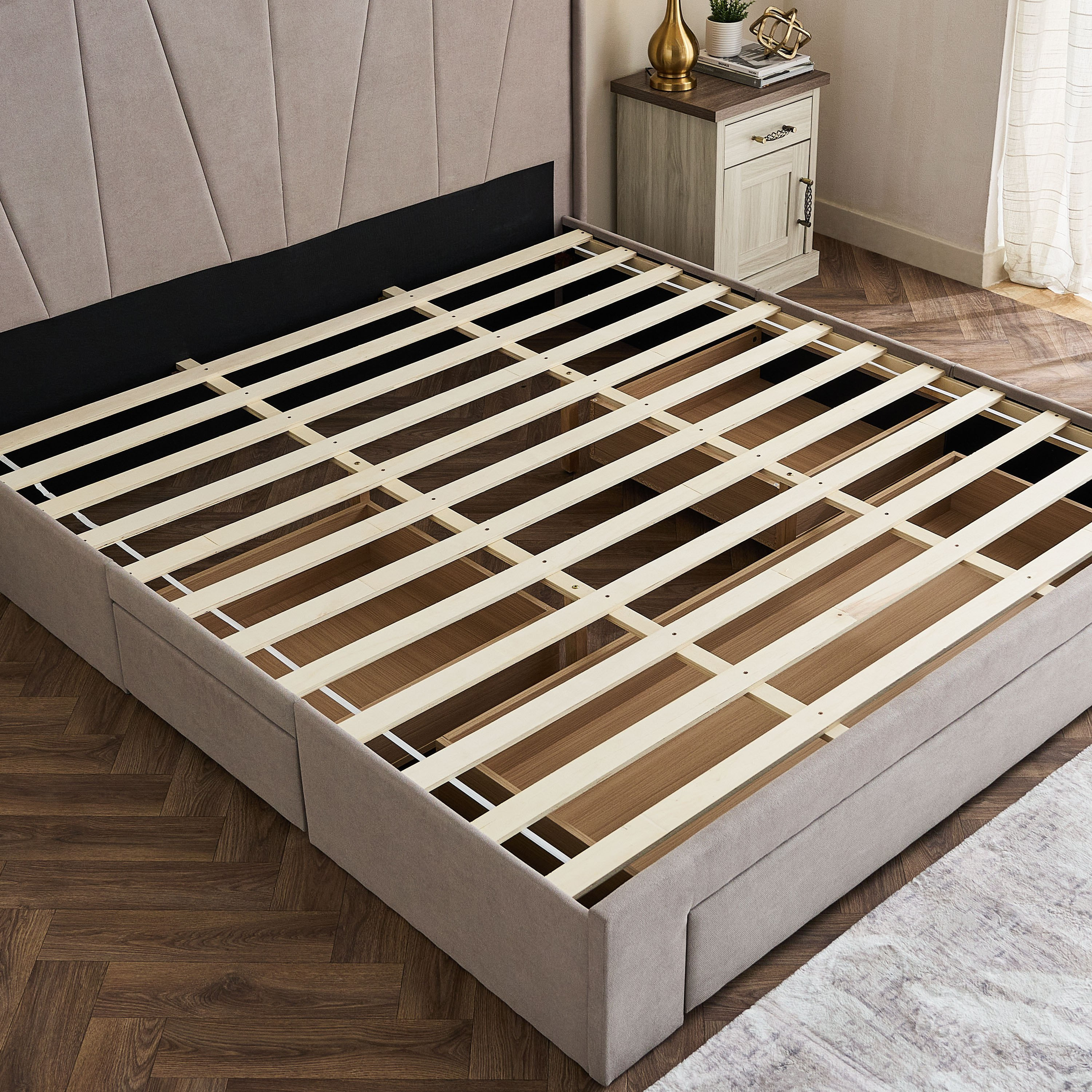 Movo Angelic Montero Nxt Upholstered Queen Bed with 3 Drawers - 160x200 cm-hbxbedroom-bedsandbedsets-beds-queen-image-9