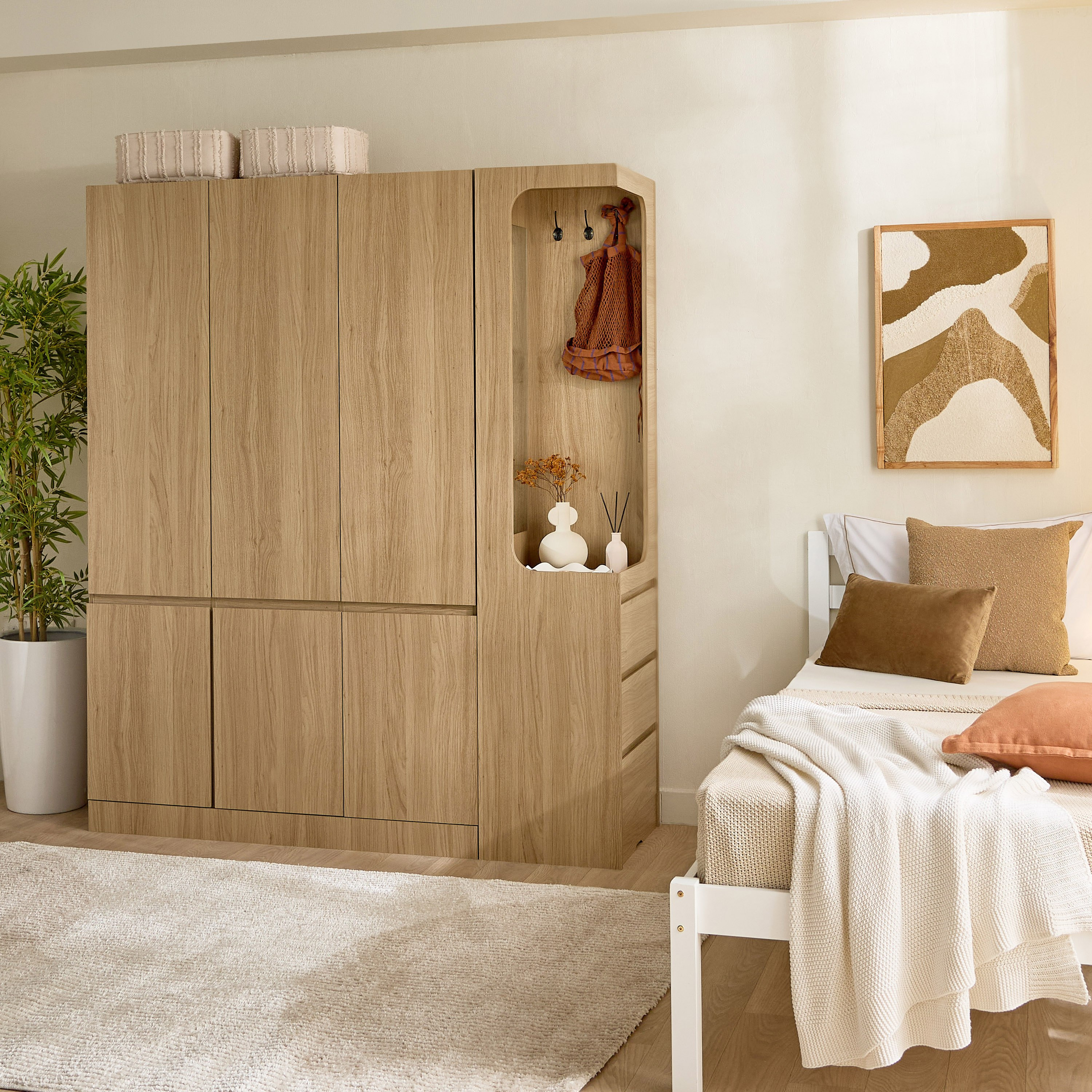 خزانة ملابس 3 أبواب مع 3 أدراج مع علاقات ومرآة - كومباكتو من موڤو-hbxfurniture-wardrobes-image-10