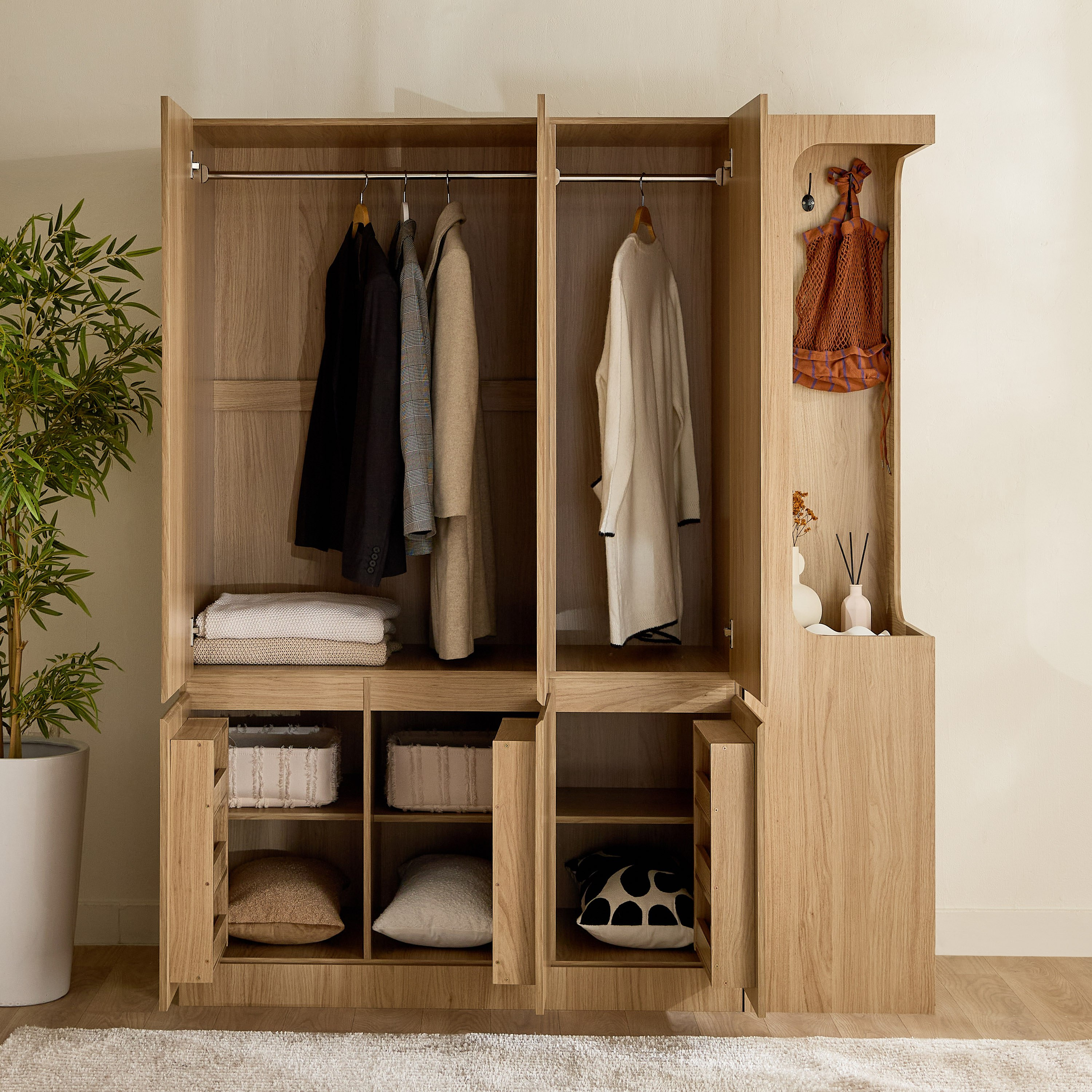خزانة ملابس 3 أبواب مع 3 أدراج مع علاقات ومرآة - كومباكتو من موڤو-hbxfurniture-wardrobes-image-3