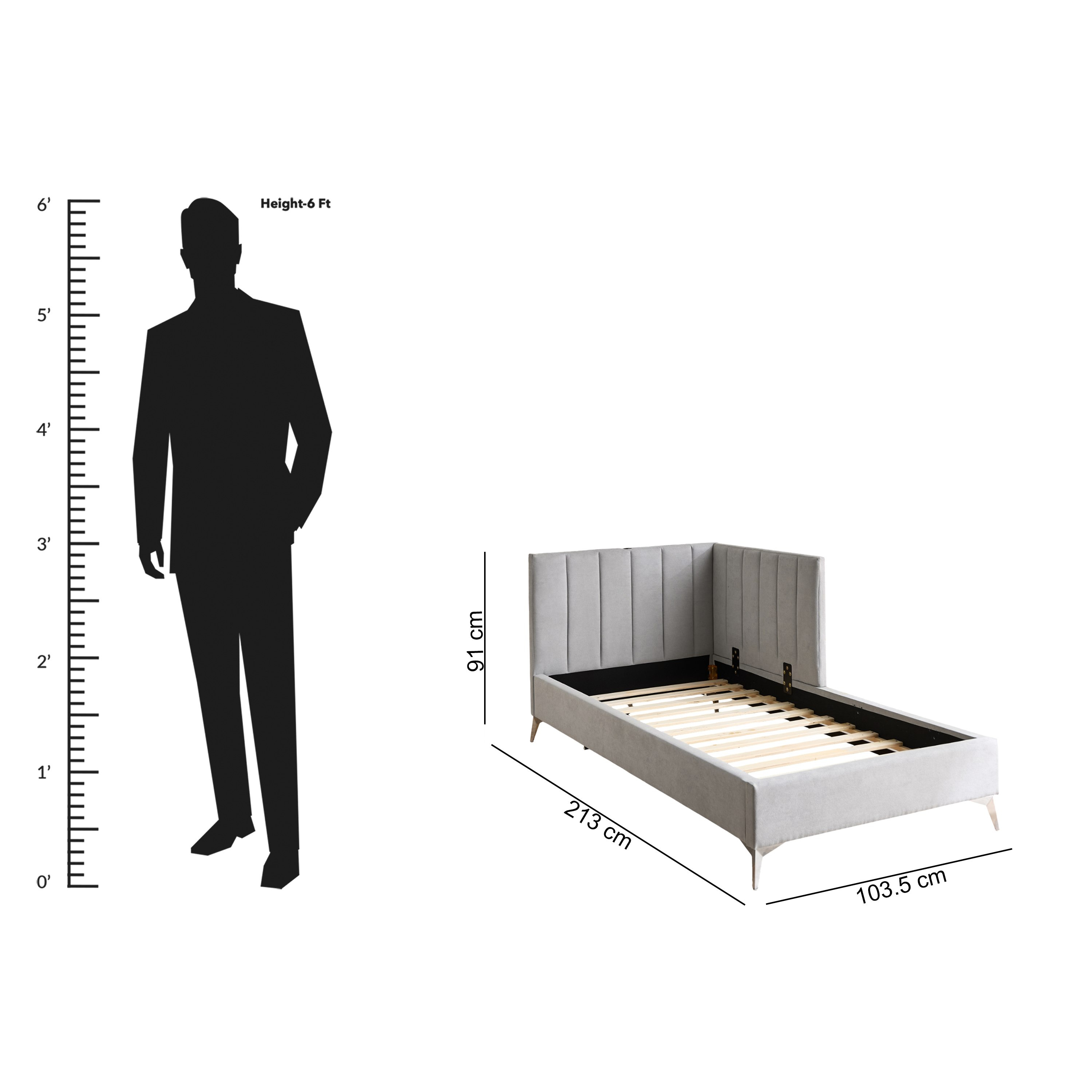 Movo Veneto Castel Smart Upholstered Single Day Bed - 90x200 cm-hbxfurniture-bedsandbedsets-daybeds-image-11