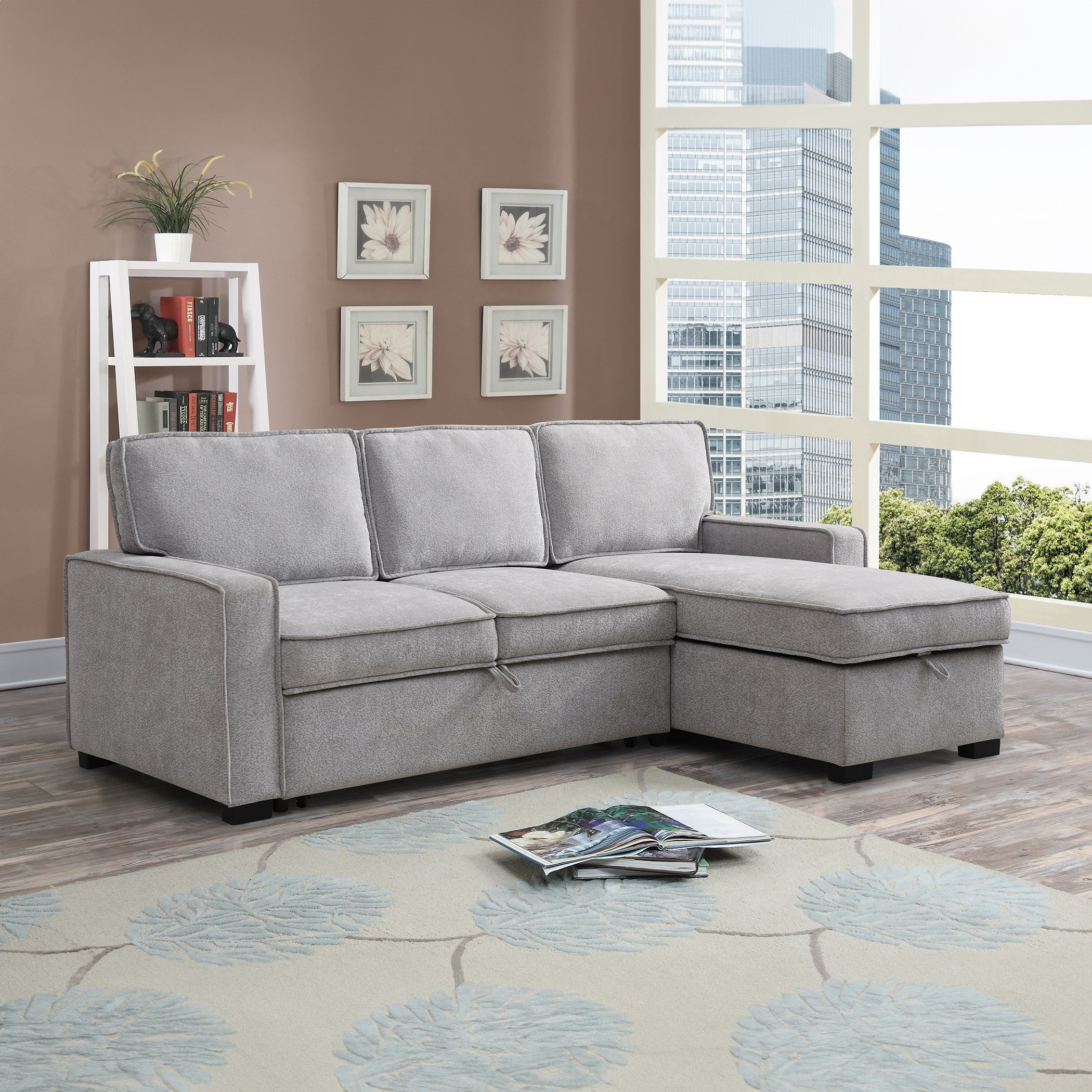 Venice Next 3-Seater Reversible Easy Clean Fabric Corner Sofa Bed with Storage-hbxfurniture-sofasandarmchairs-sofabeds-image-1
