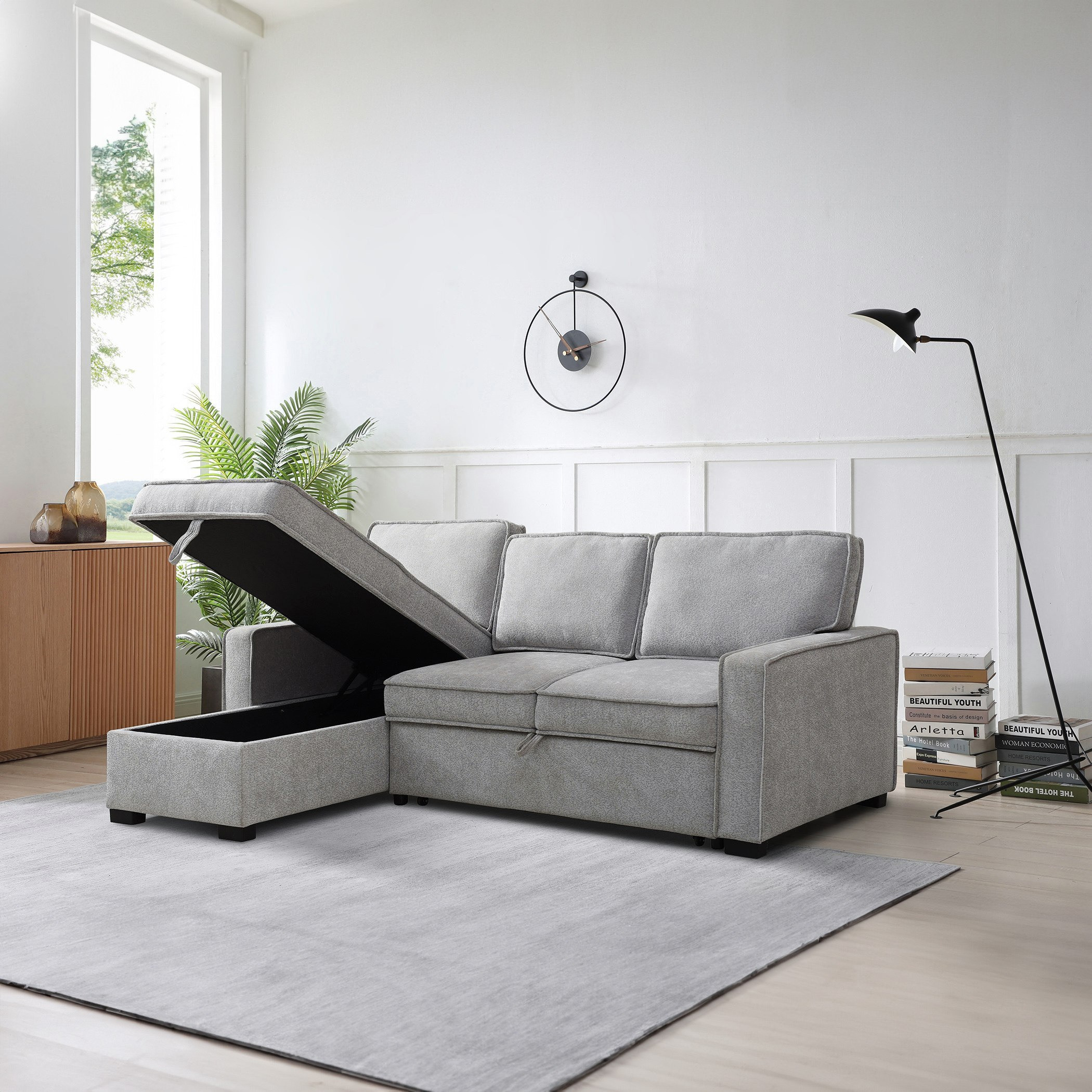 Venice Next 3-Seater Reversible Easy Clean Fabric Corner Sofa Bed with Storage-hbxfurniture-sofasandarmchairs-sofabeds-image-2