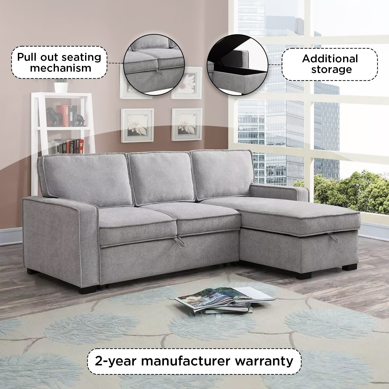 Venice Next 3-Seater Reversible Easy Clean Fabric Corner Sofa Bed with Storage-hbxfurniture-sofasandarmchairs-sofabeds-image-6