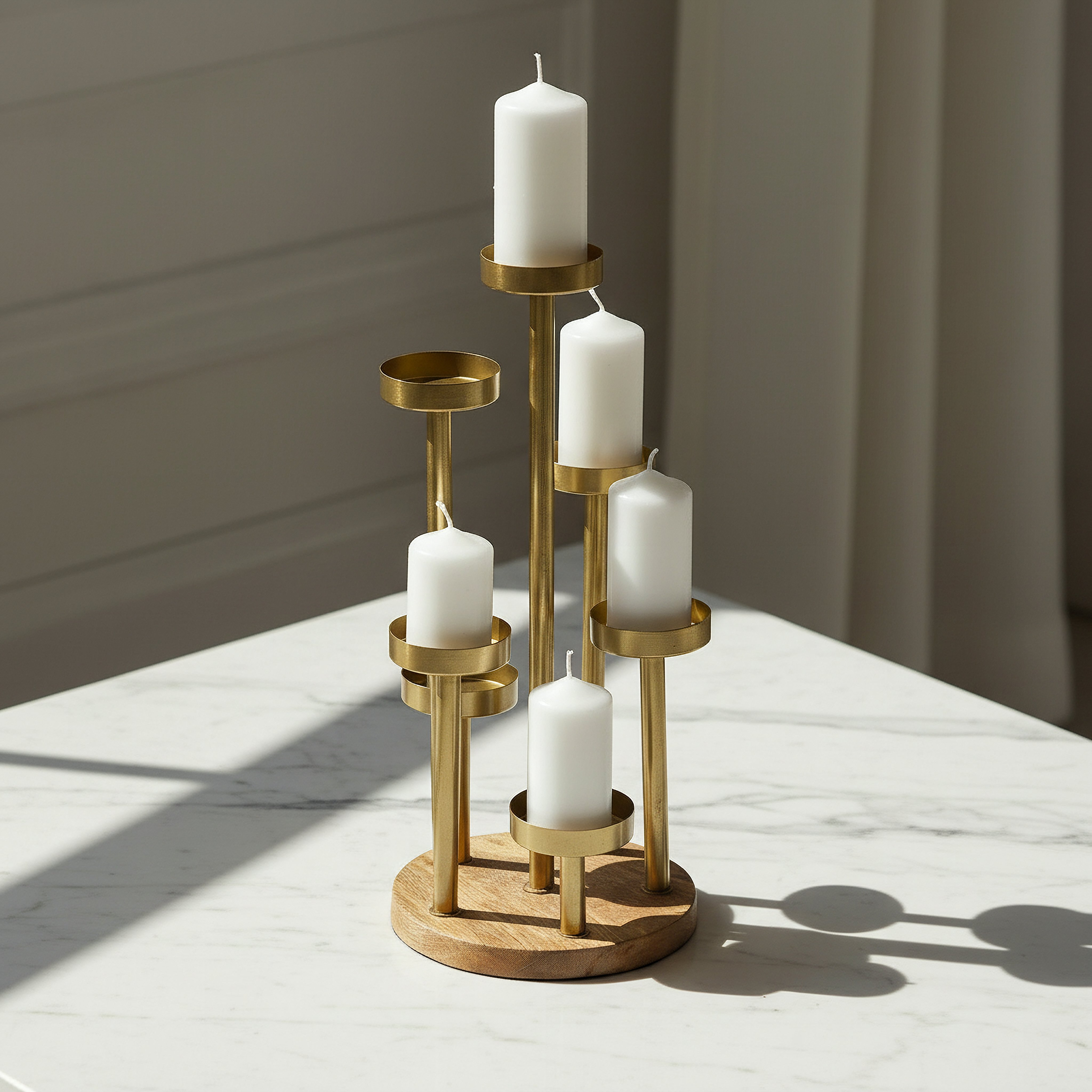 Casa Vero Decorative Pillar Candle Stand - 15.5x15.5x34 cm-hbxlivingroom-decorandaccessories-candleholders-image-1