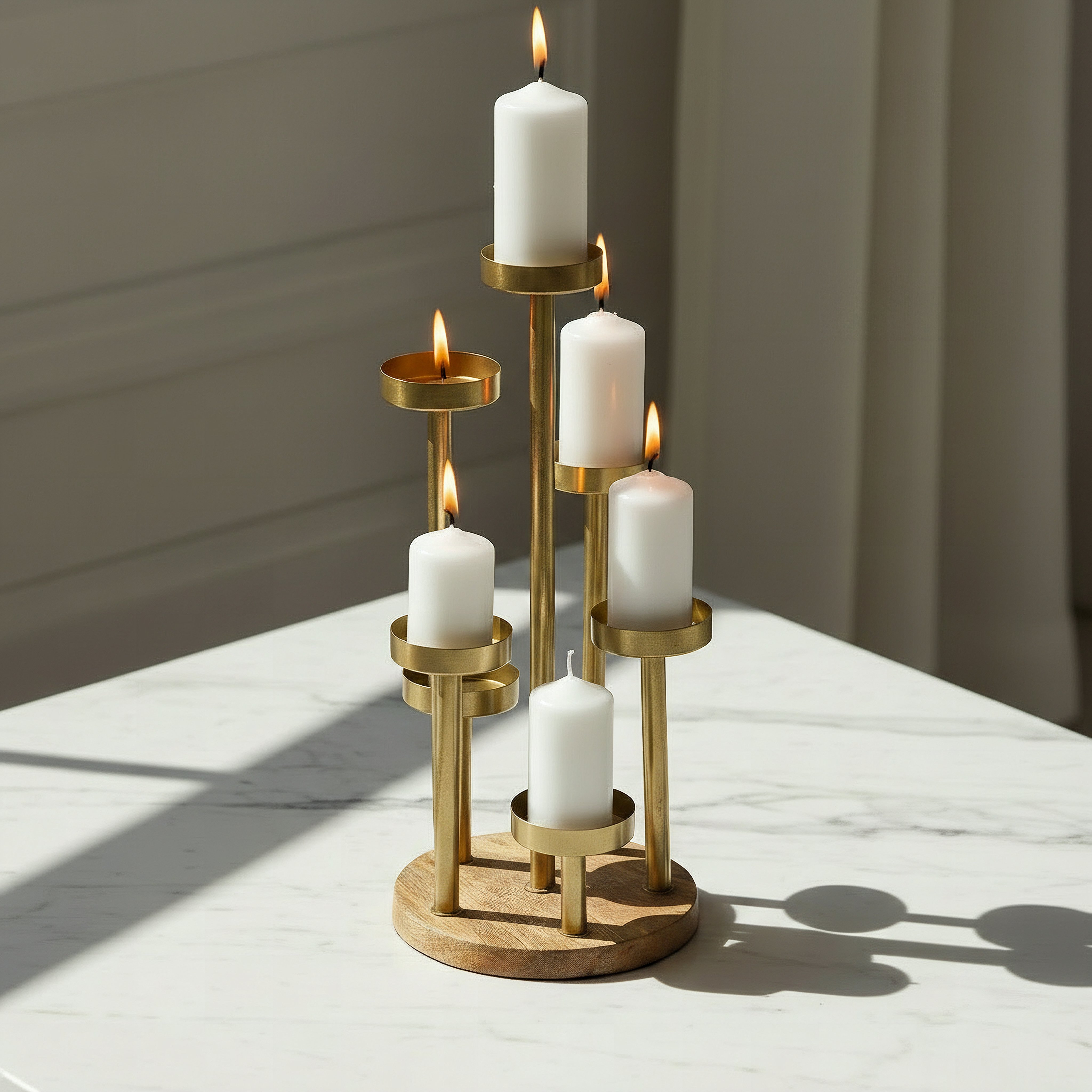 Casa Vero Decorative Pillar Candle Stand - 15.5x15.5x34 cm-hbxlivingroom-decorandaccessories-candleholders-image-2