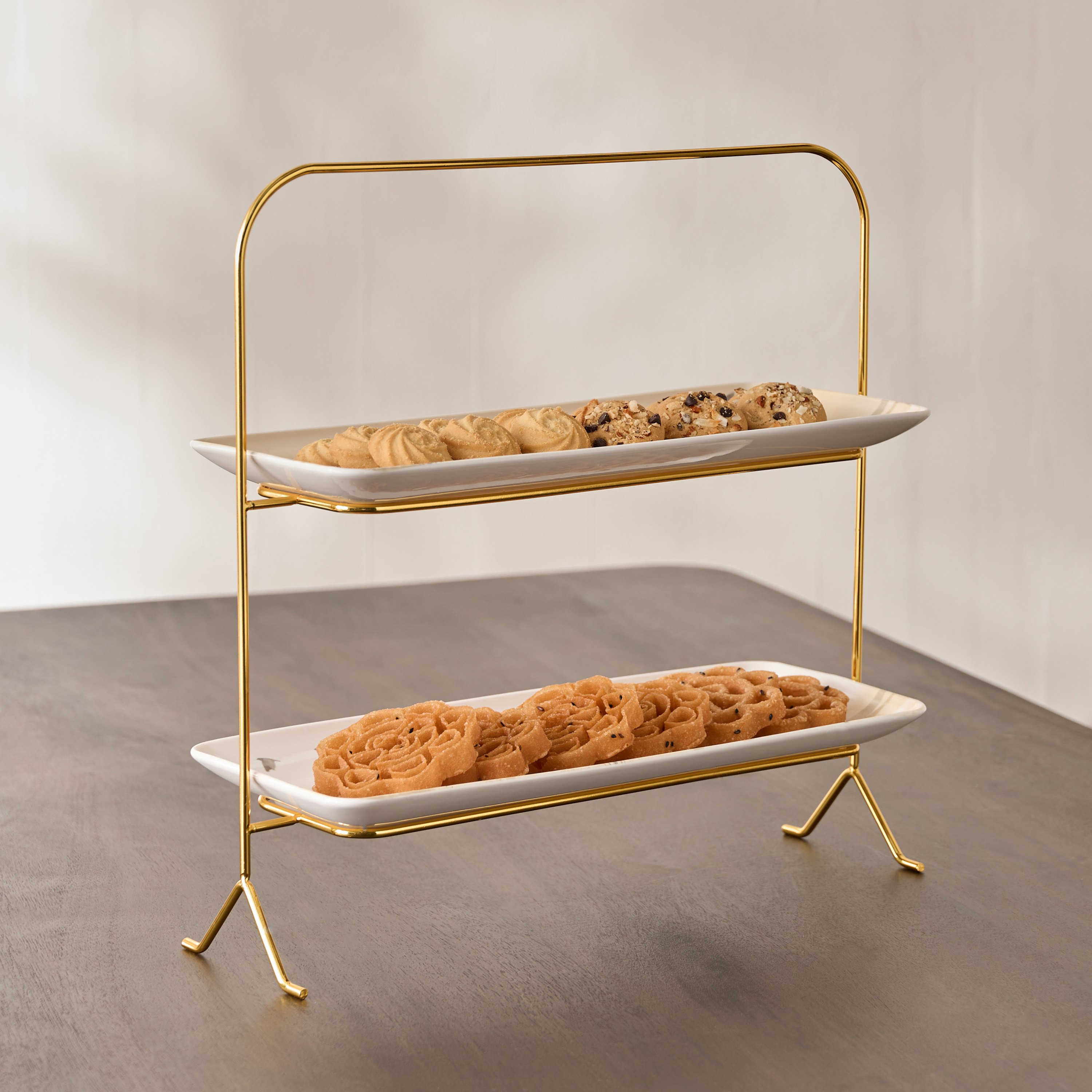 Sahra Rectangular 2-Tier Cake Stand - 40 cm-hbxdecorandfurnishings-tabletop-serveware-image-1