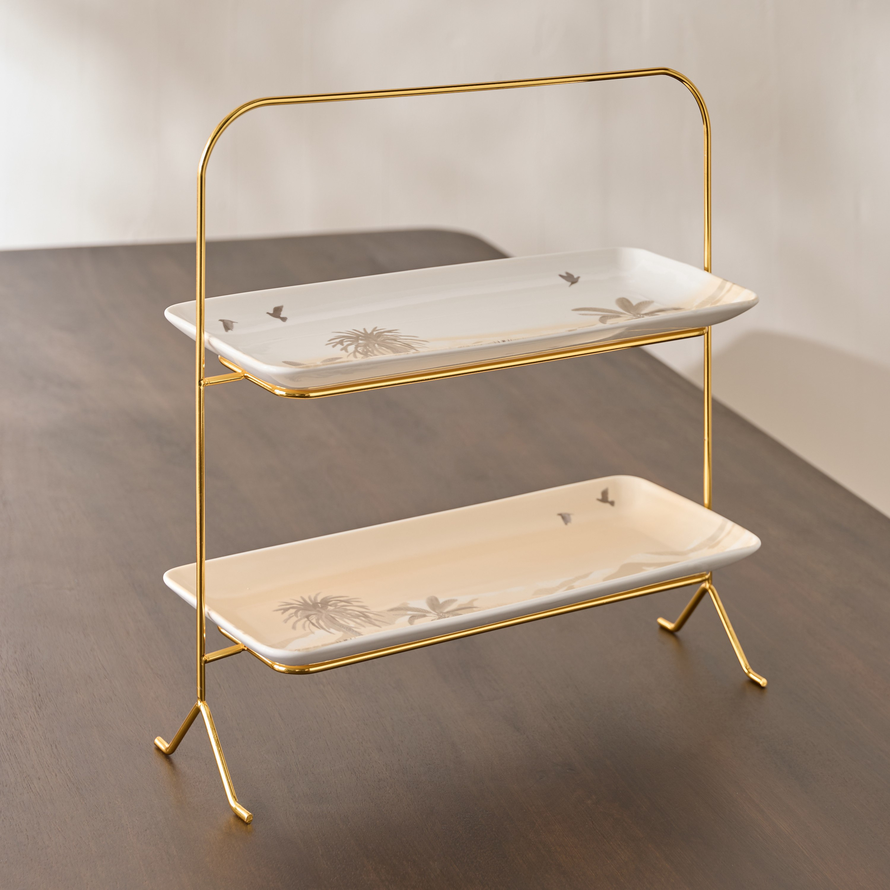 Sahra Rectangular 2-Tier Cake Stand - 40 cm-hbxdecorandfurnishings-tabletop-serveware-image-2
