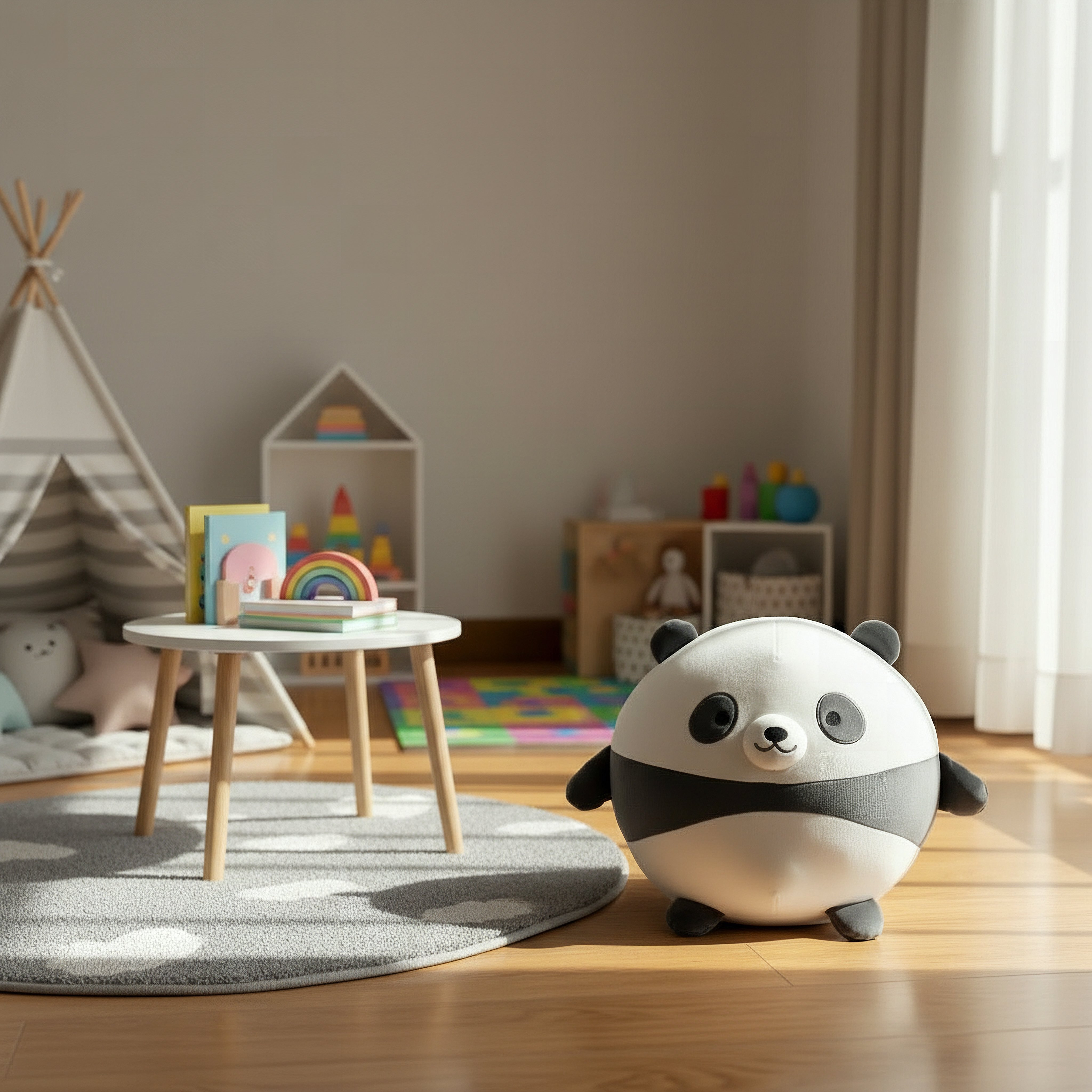 Centaur Round Panda Shaped Cushion - 34x29x26 cm-hbxbedroom-bedding-cushionsandcovers-filledcushions-image-4