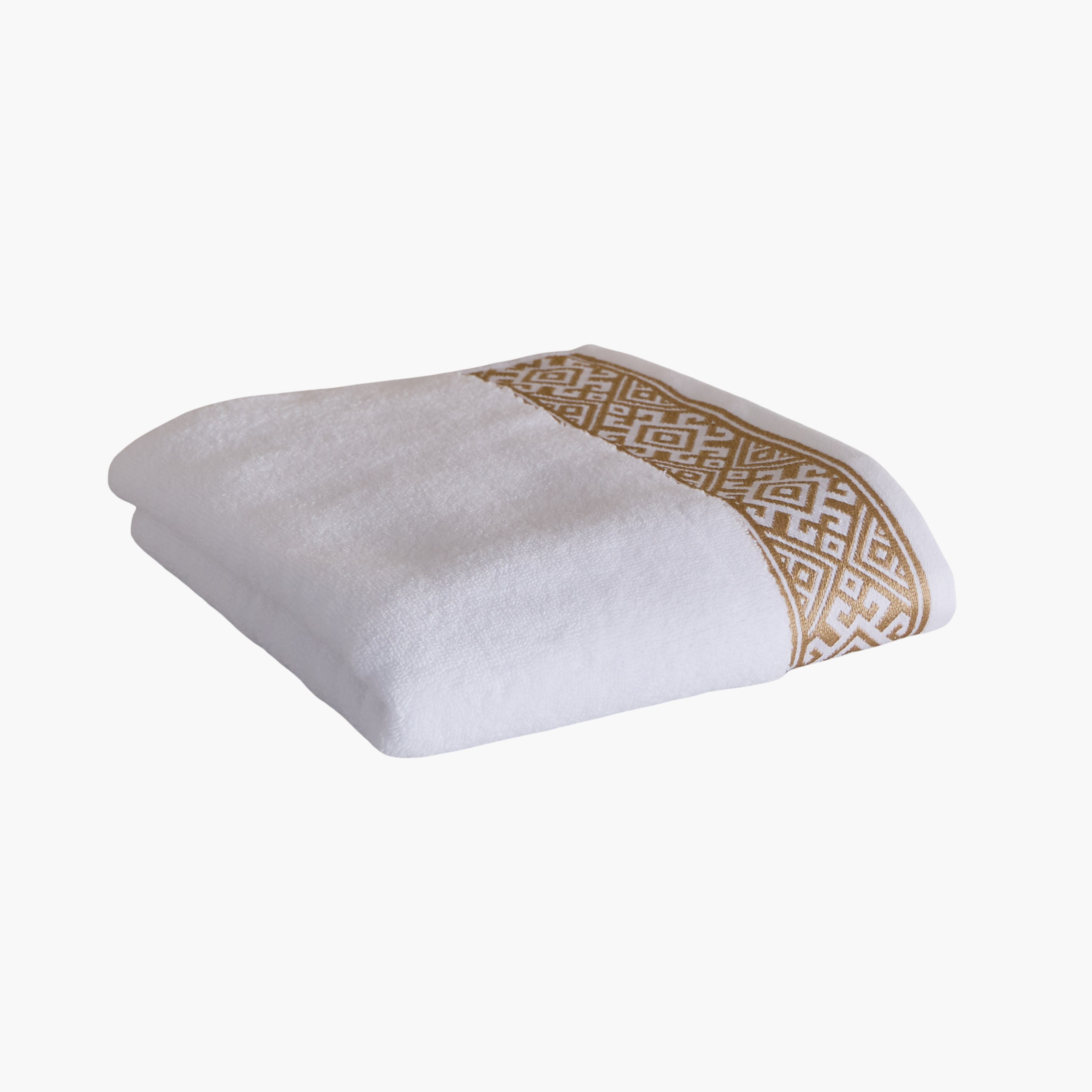 White Haven Geo Lux Cotton Zero Twist Hand Towel - 50x90 cm-hbxbathroom-bathroomtextiles-image-5