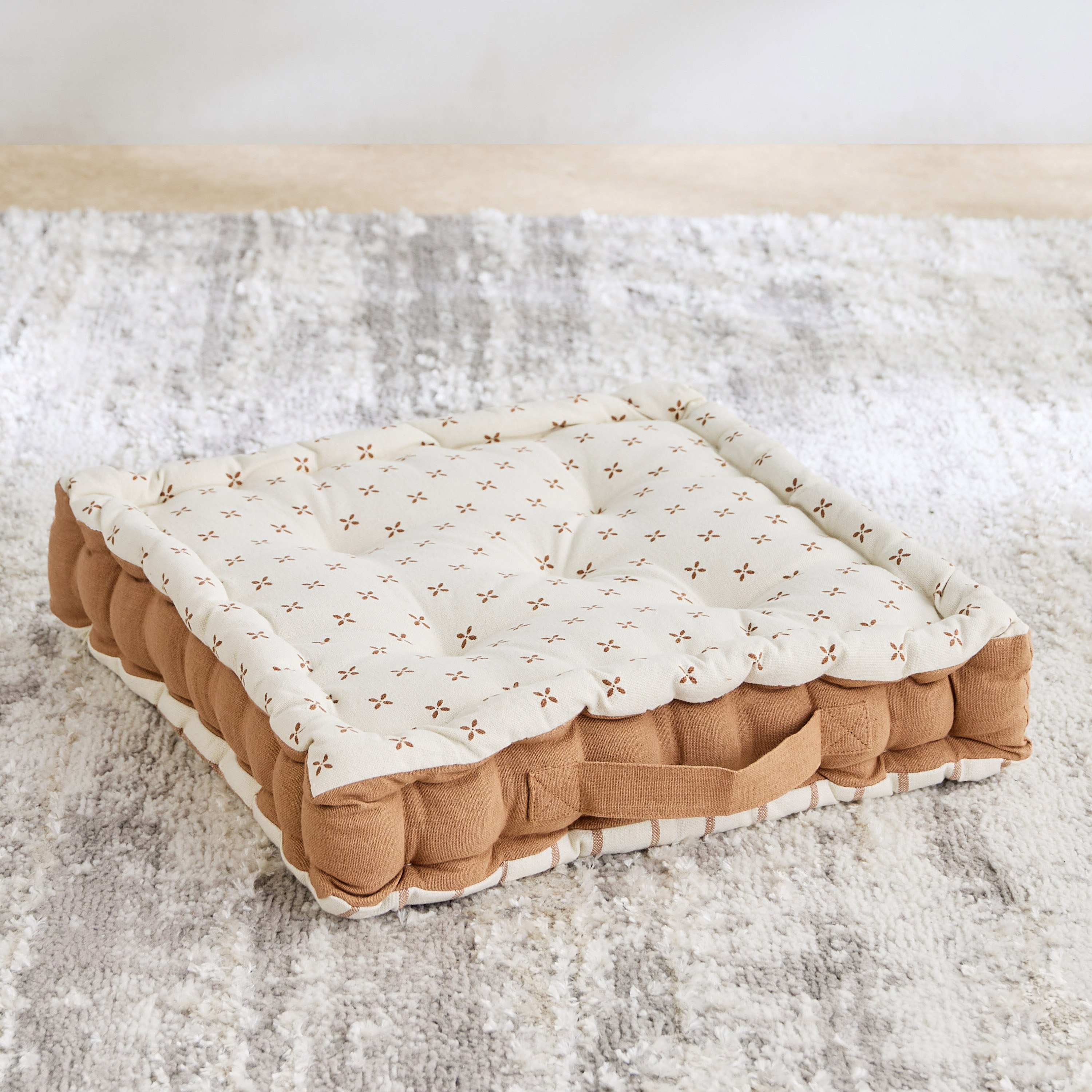 Payton Floral Print Floor Cushion - 40x40x9 cm-hbxhomeware-hbxlivingroom-image-1