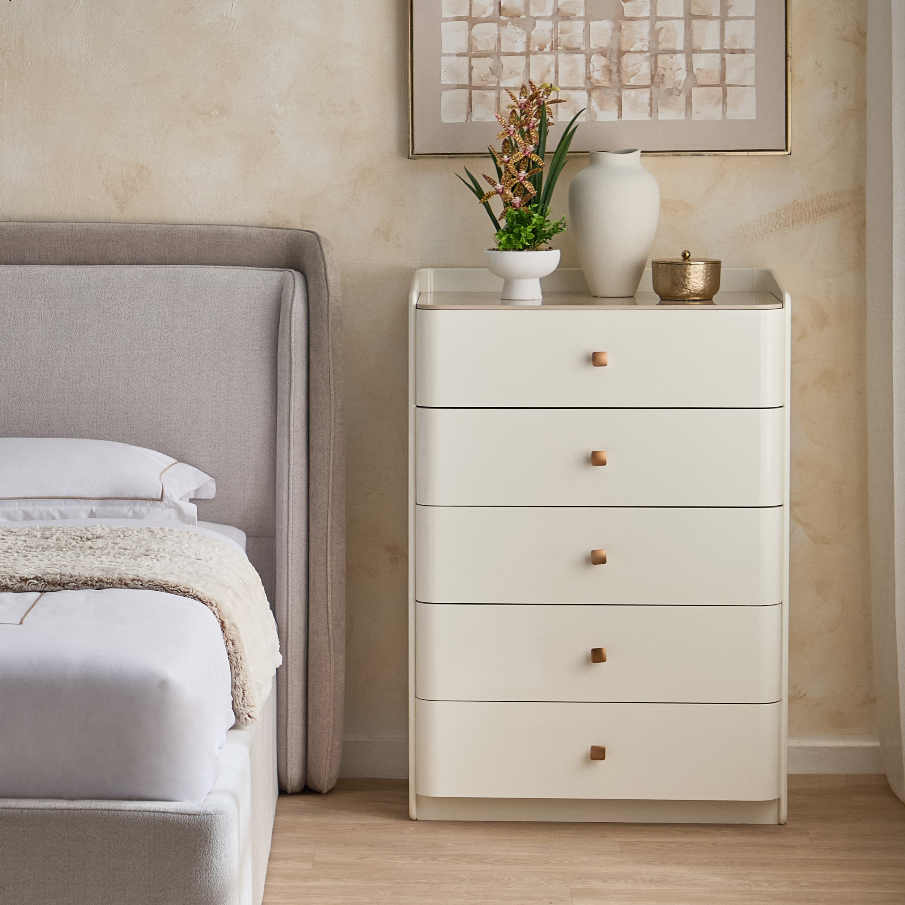 Umbria Chester High Gloss Sintered Stone Top Chest Of 5 Drawers-hbxfurniture-dressersandchests-chestofdrawers-image-5
