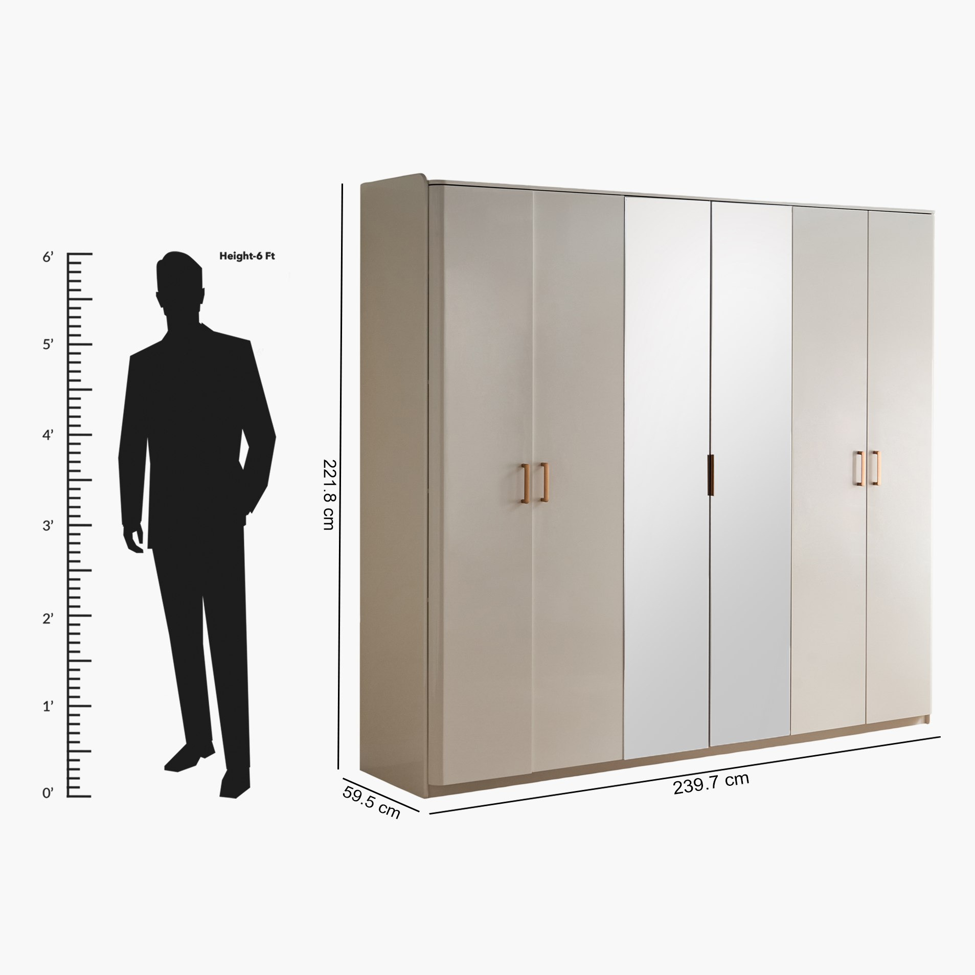 Umbria 6-Door Wardrobe with Drawer and High Gloss Mirror-hbxfurniture-wardrobes-image-11