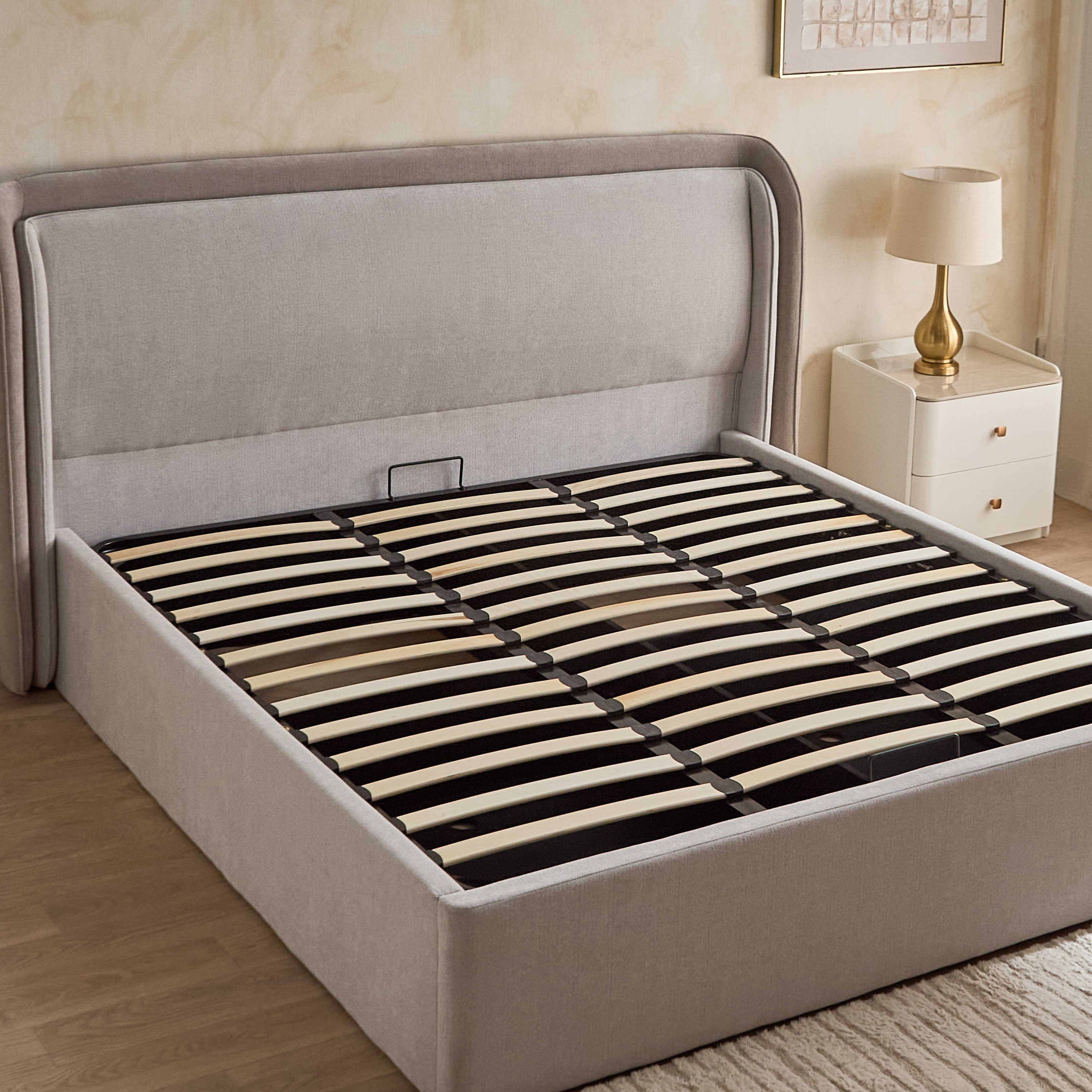 Umbria Upholstered Hydraulic Storage Sintered Stone 5-Piece King Bedroom Set - 180x200 cm-hbxbedroom-bedsandbedsets-bedroomsets-king-image-10