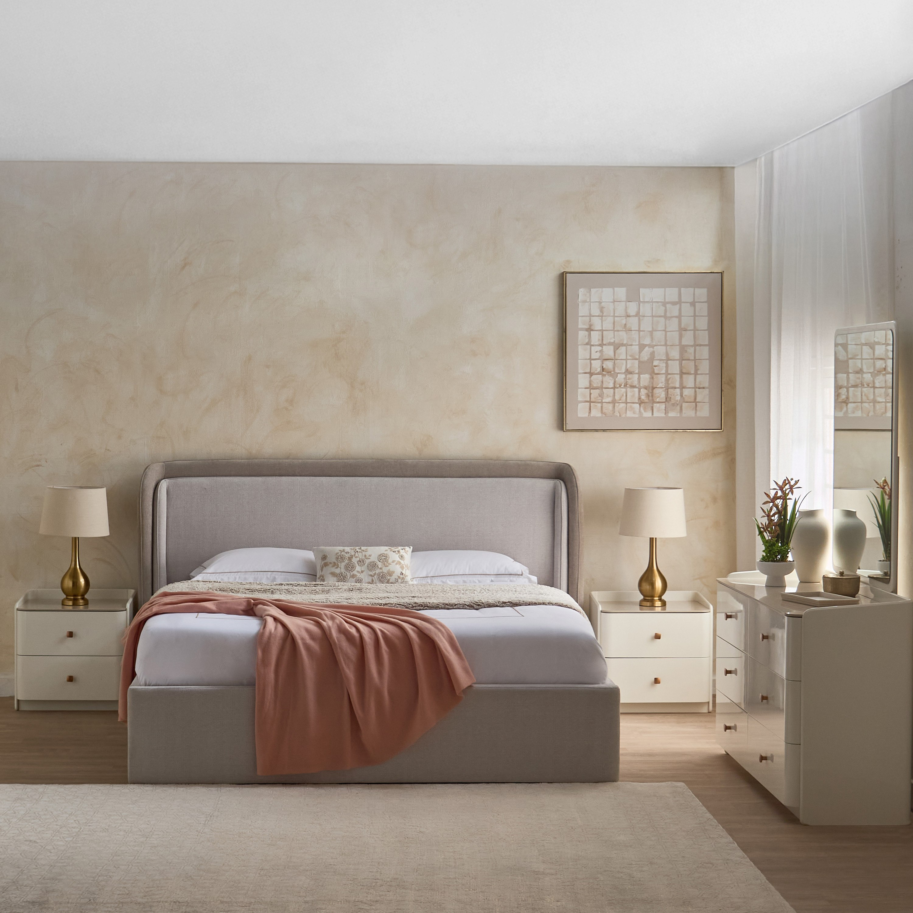 Umbria Upholstered Hydraulic Storage Sintered Stone 5-Piece King Bedroom Set - 180x200 cm-hbxbedroom-bedsandbedsets-bedroomsets-king-image-19
