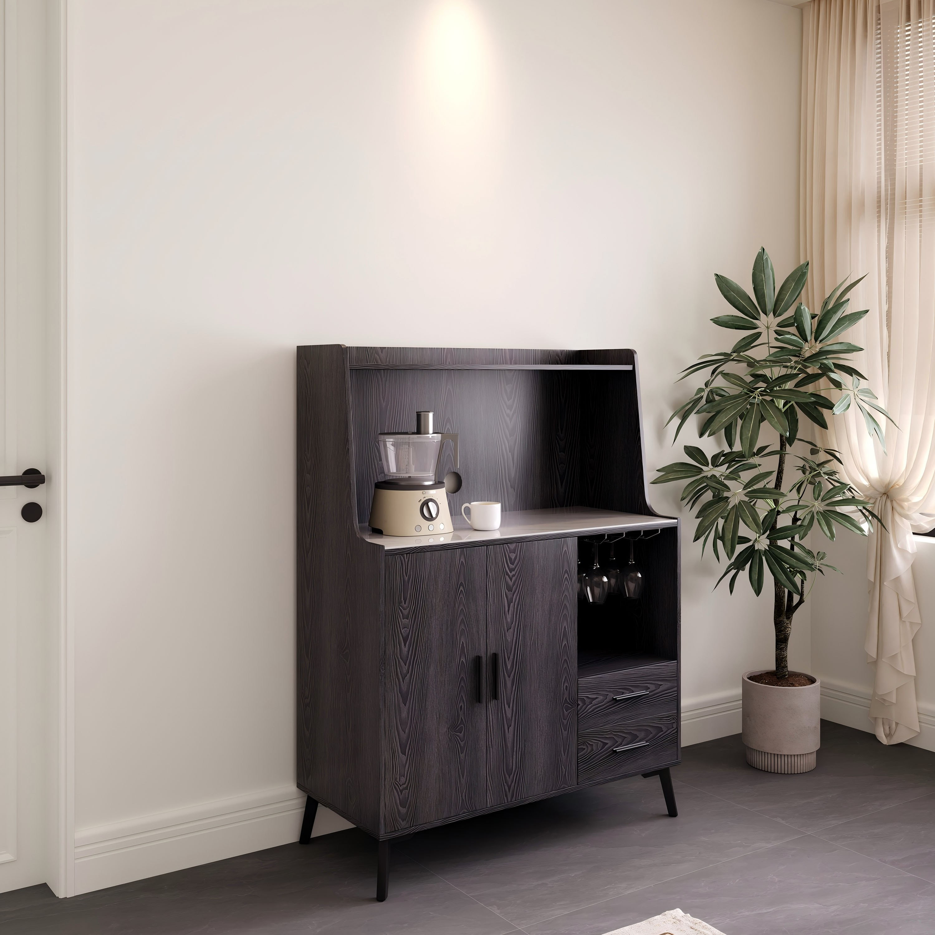 خزانة قهوة ببابين ودرجين بسطح حجر ملبّد من مارويل-hbxfurniture-diningroom-buffetsandsideboards-image-2
