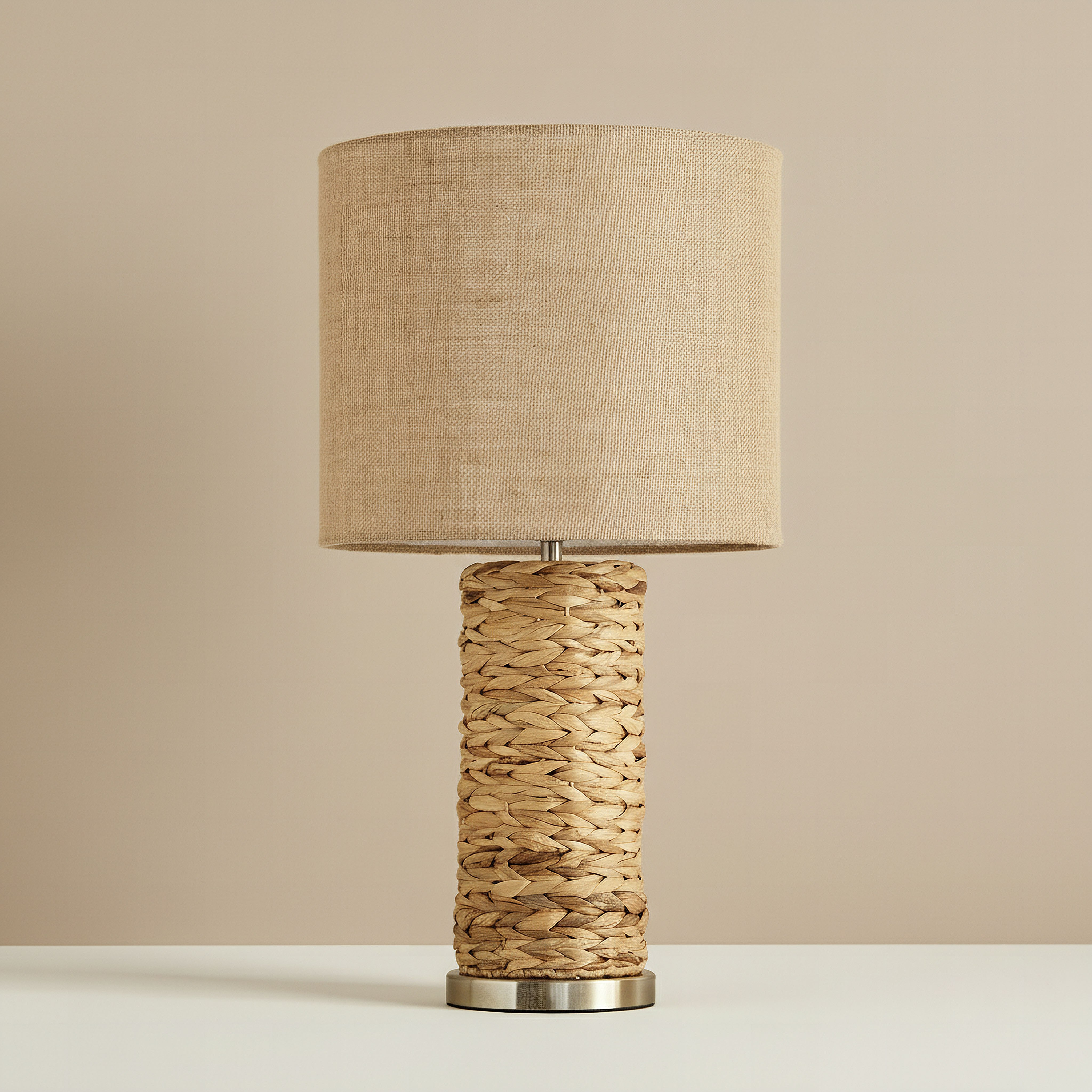 Naturel Seagrass Table Lamp with Linen Shade - 33x61 cm-hbxbedroom-lighting-tablelamps-image-1