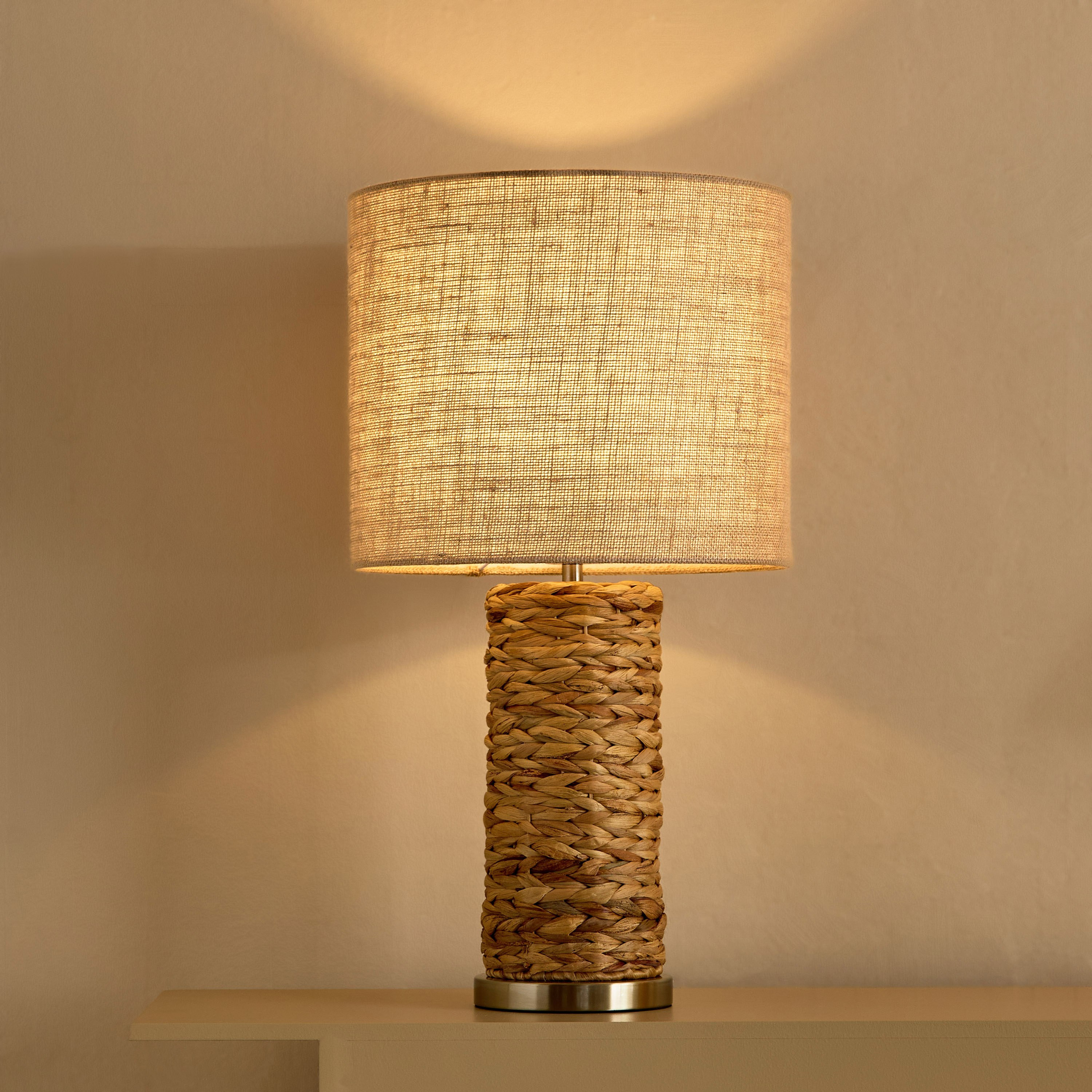 Naturel Seagrass Table Lamp with Linen Shade - 33x61 cm-hbxbedroom-lighting-tablelamps-image-6