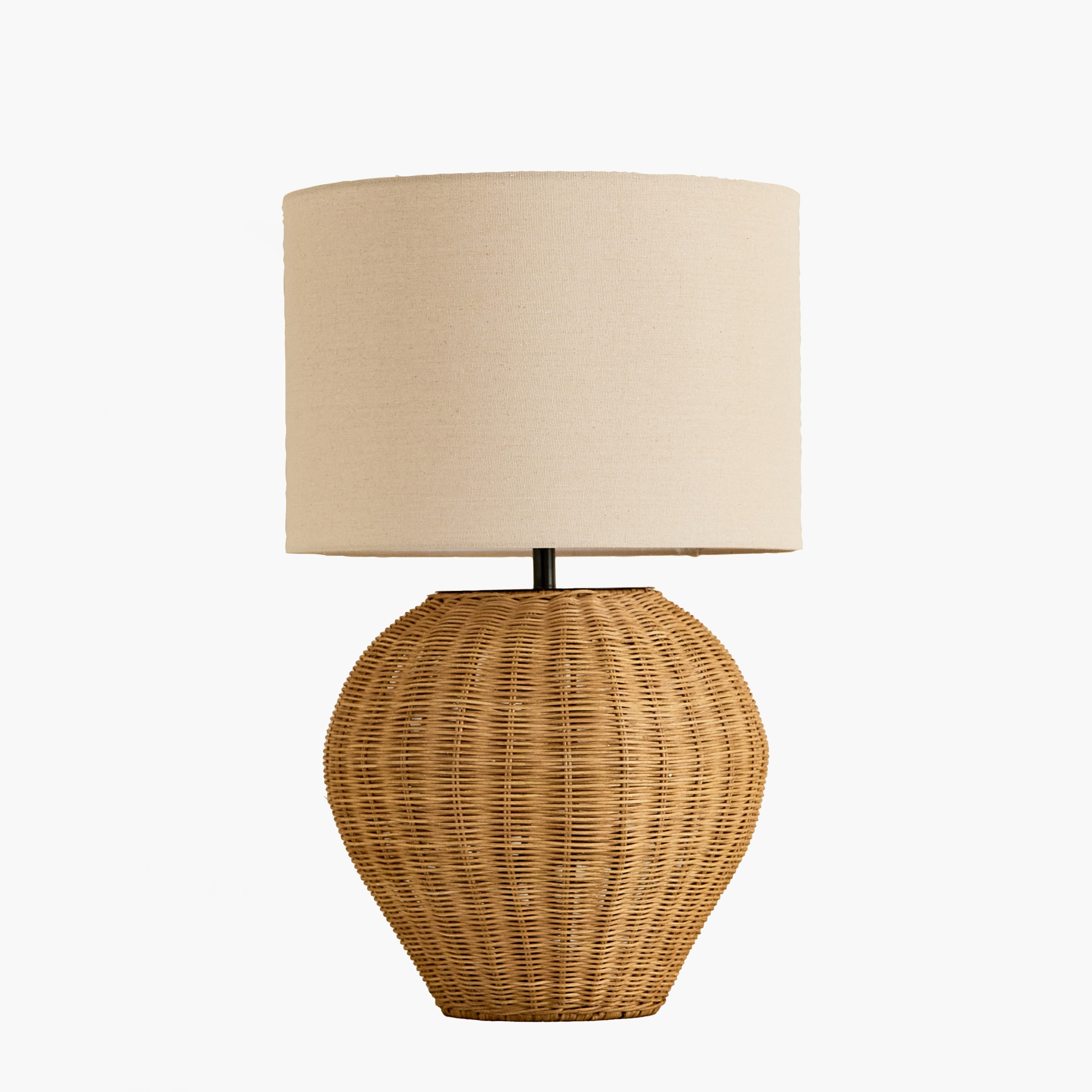 Naturel Rattan Table Lamp with Linen Shade - 36x58 cm-hbxbedroom-lighting-tablelamps-image-10