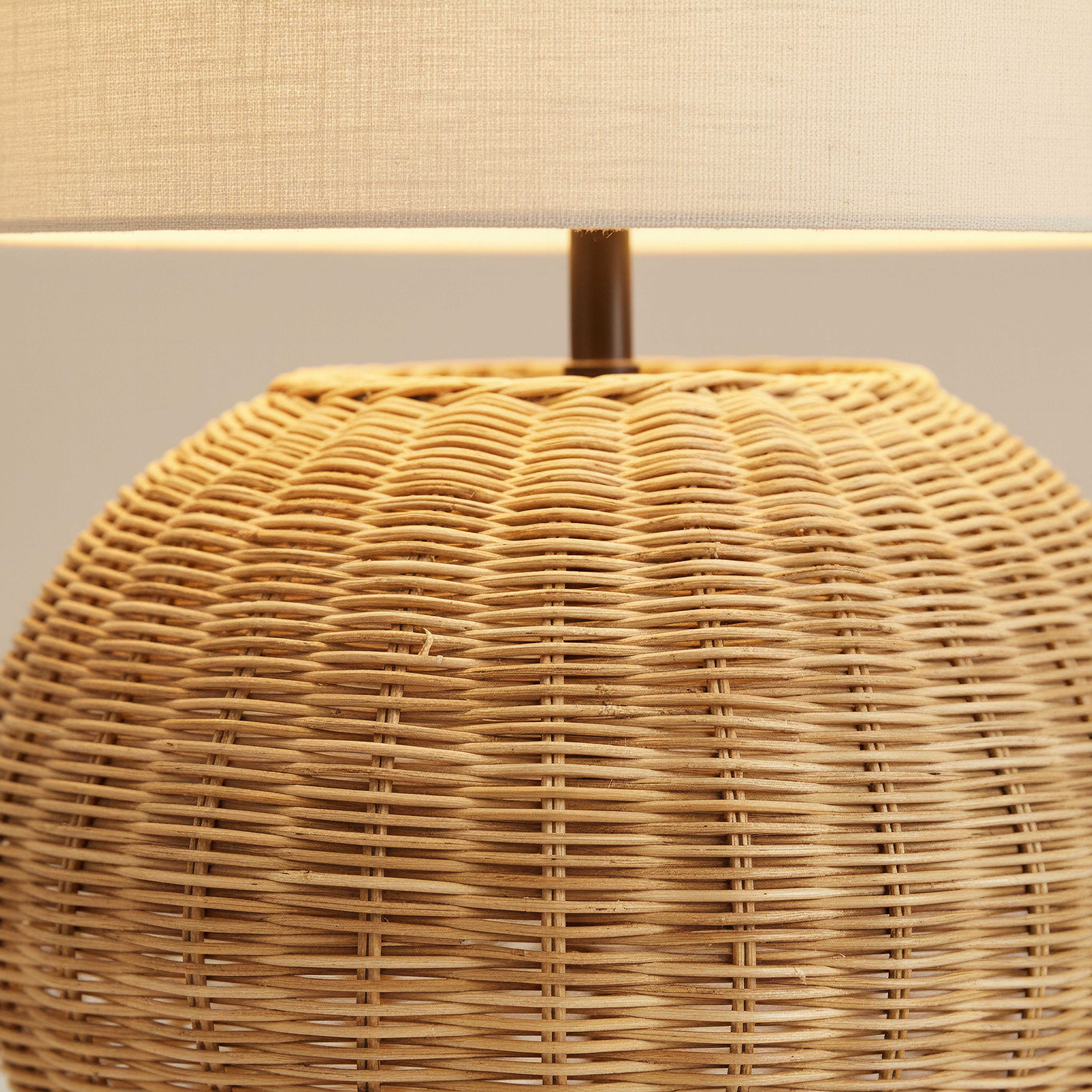 Naturel Rattan Table Lamp with Linen Shade - 36x58 cm-hbxbedroom-lighting-tablelamps-image-3