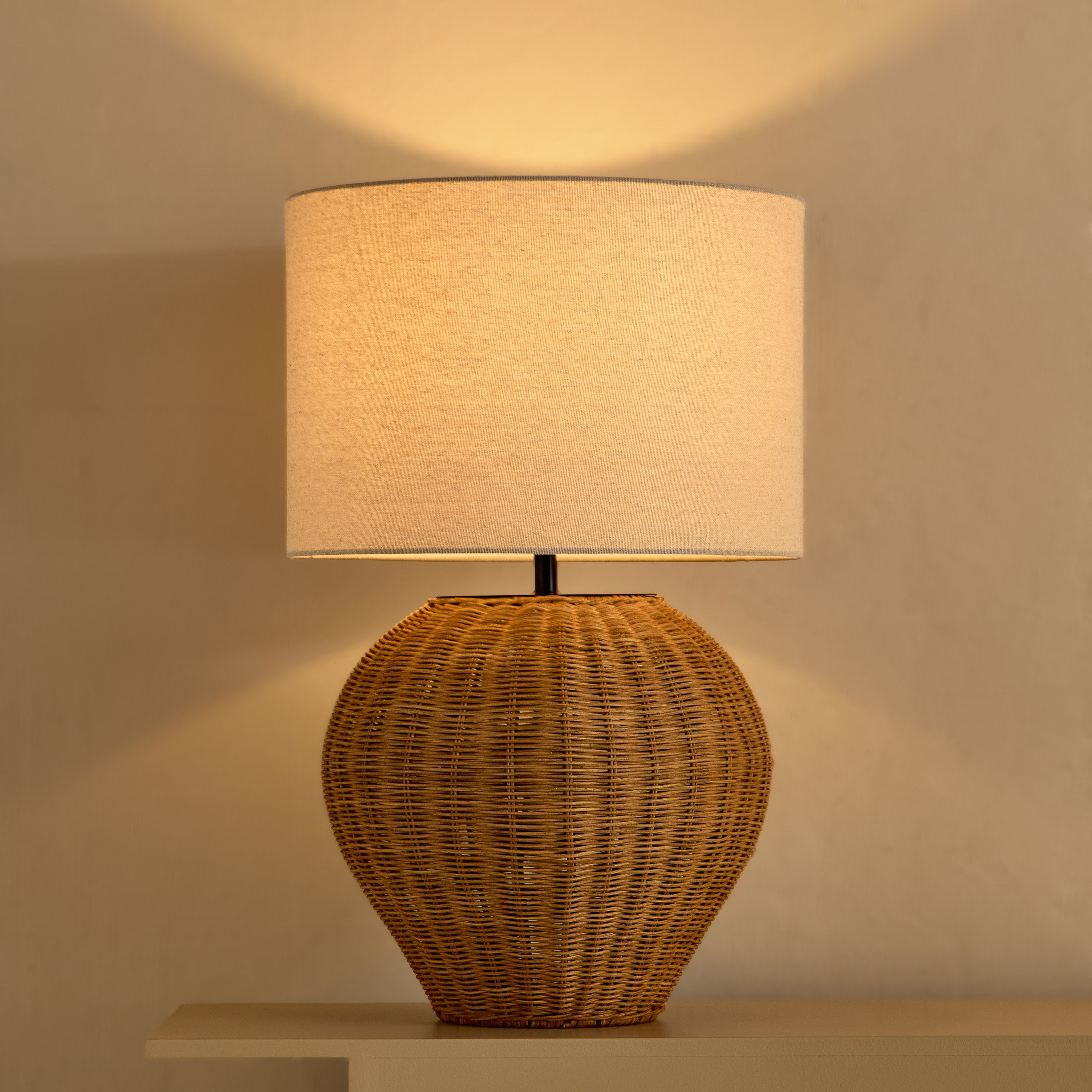 Naturel Rattan Table Lamp with Linen Shade - 36x58 cm-hbxbedroom-lighting-tablelamps-image-6