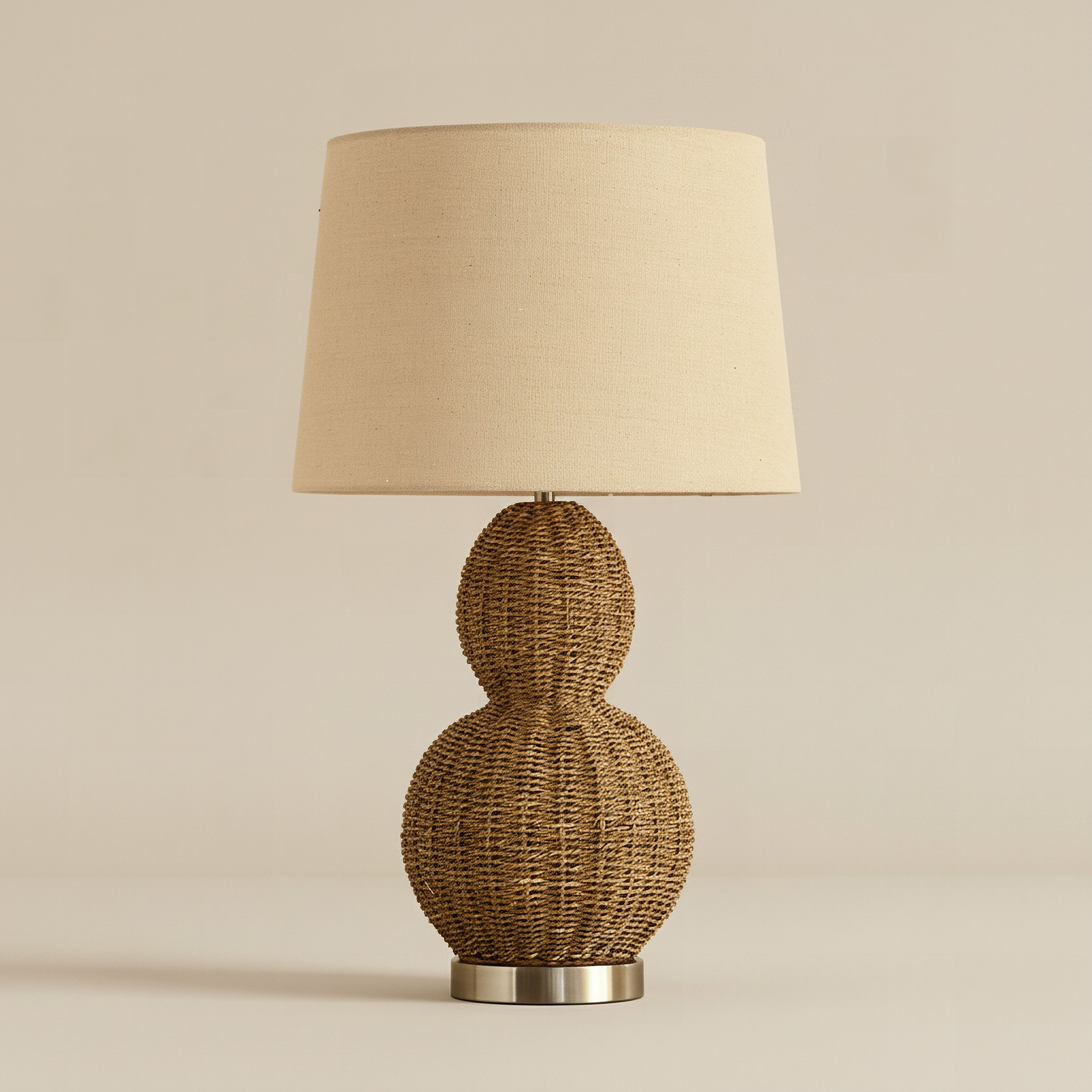 Naturel Grass Rope Table Lamp with Linen Shade - 36x62 cm-hbxbedroom-lighting-tablelamps-image-1