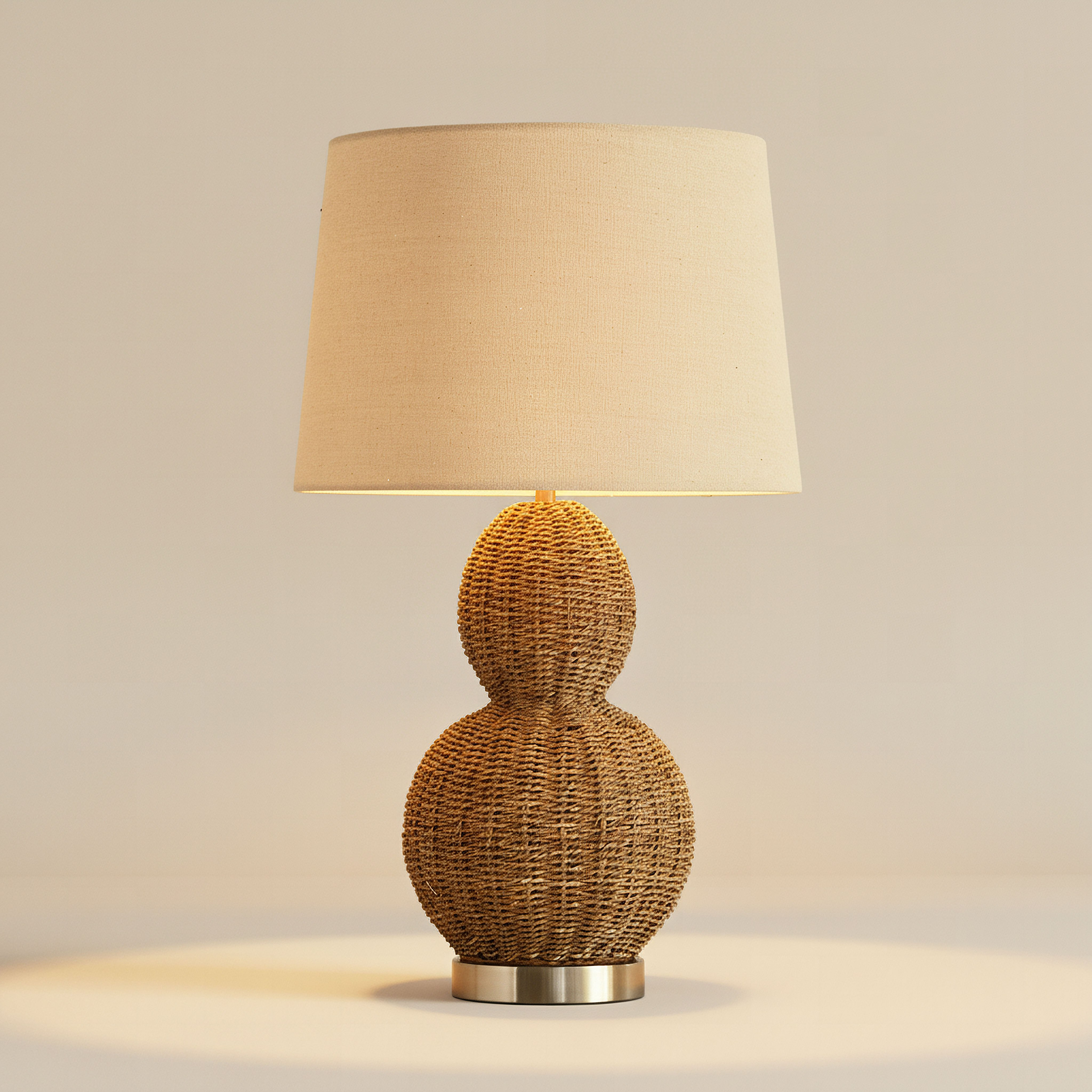 Naturel Grass Rope Table Lamp with Linen Shade - 36x62 cm-hbxbedroom-lighting-tablelamps-image-2