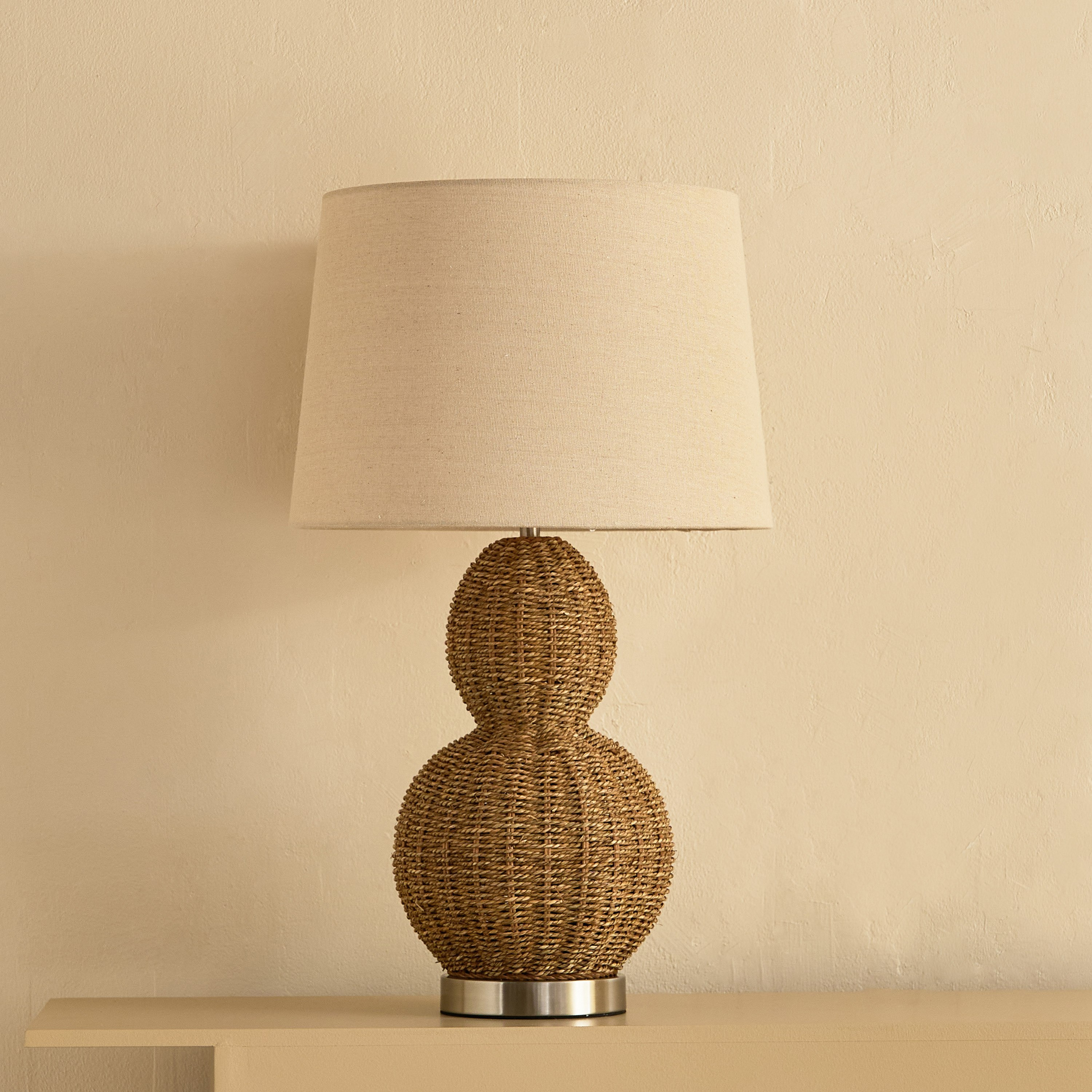 Naturel Grass Rope Table Lamp with Linen Shade - 36x62 cm-hbxbedroom-lighting-tablelamps-image-5