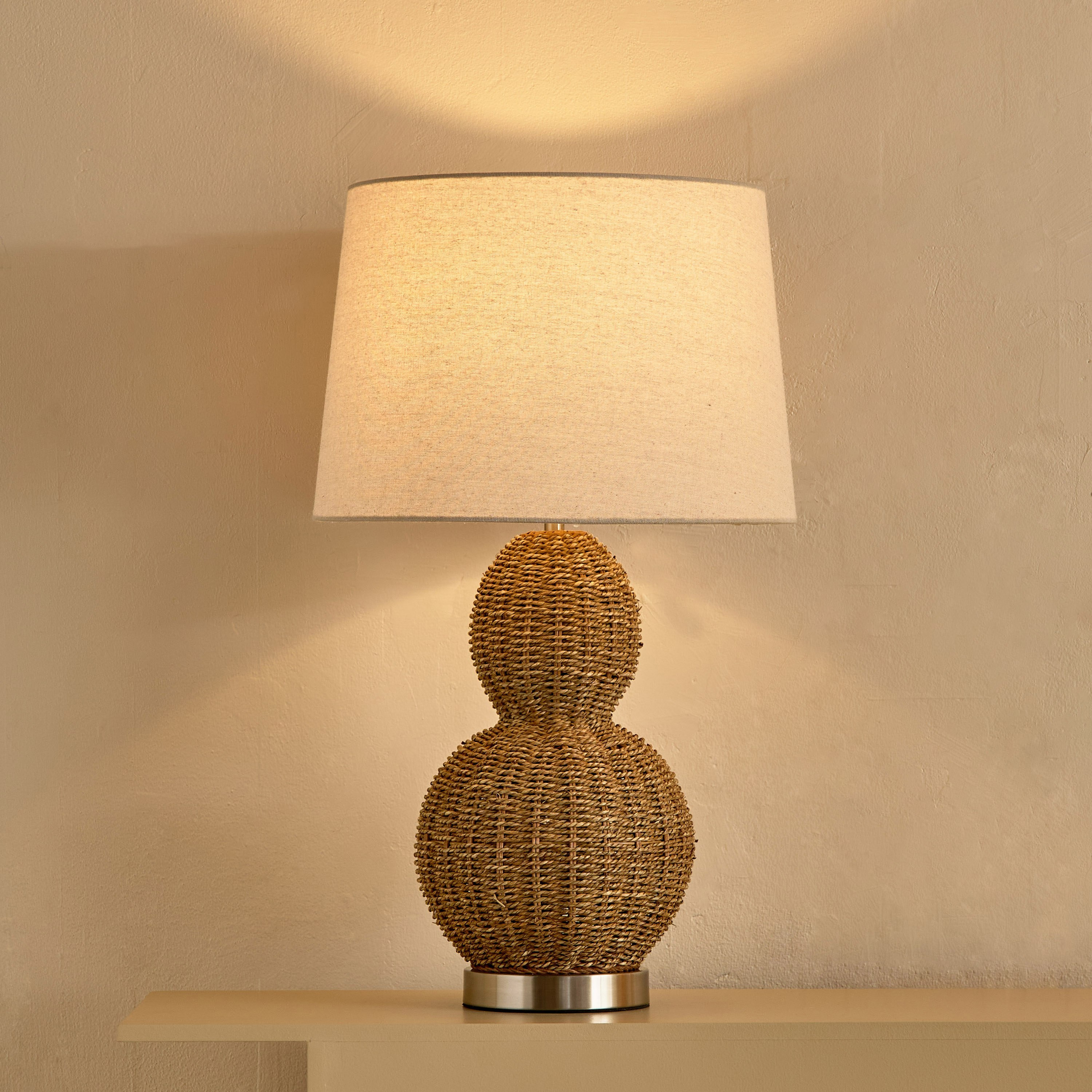 Naturel Grass Rope Table Lamp with Linen Shade - 36x62 cm-hbxbedroom-lighting-tablelamps-image-6