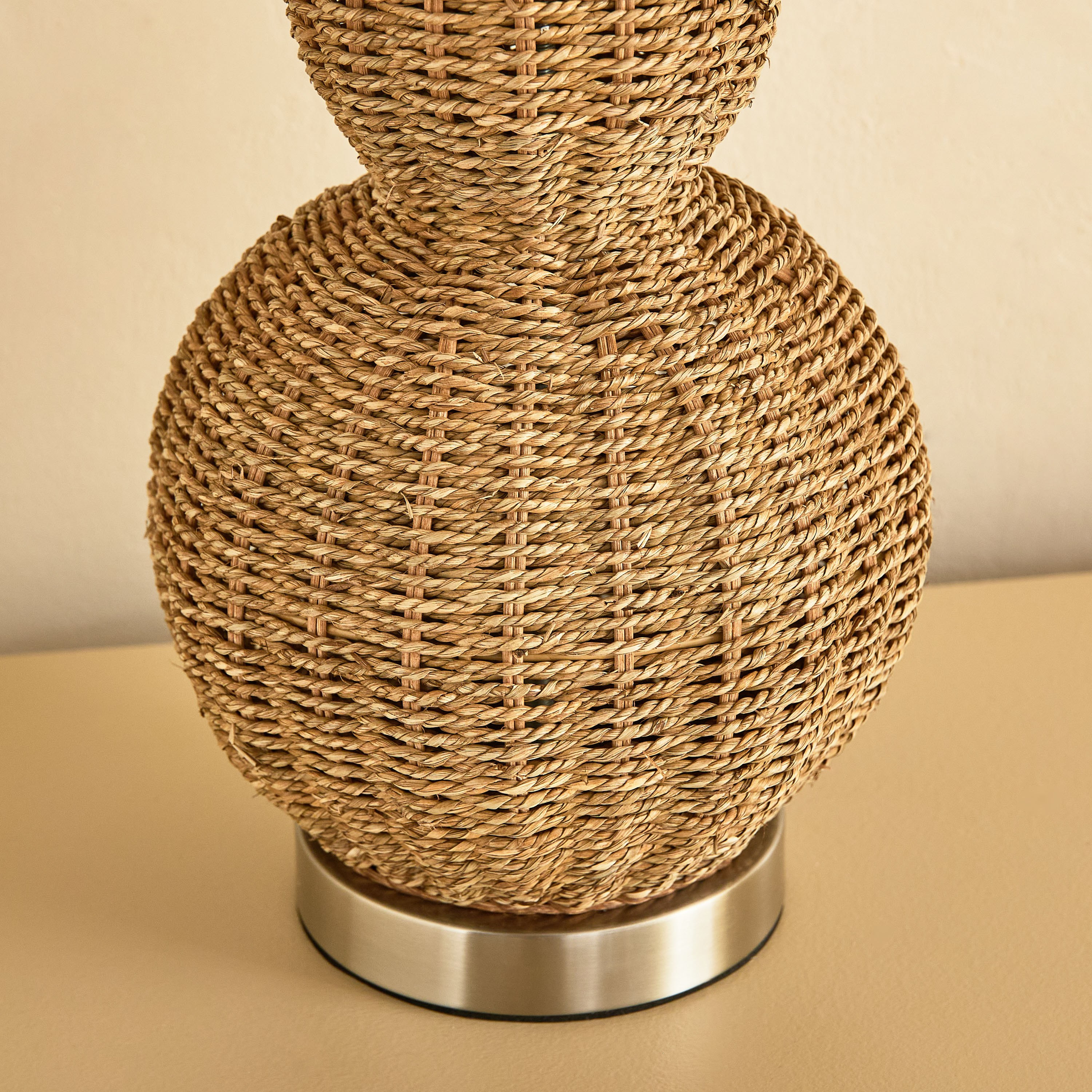 Naturel Grass Rope Table Lamp with Linen Shade - 36x62 cm-hbxbedroom-lighting-tablelamps-image-8