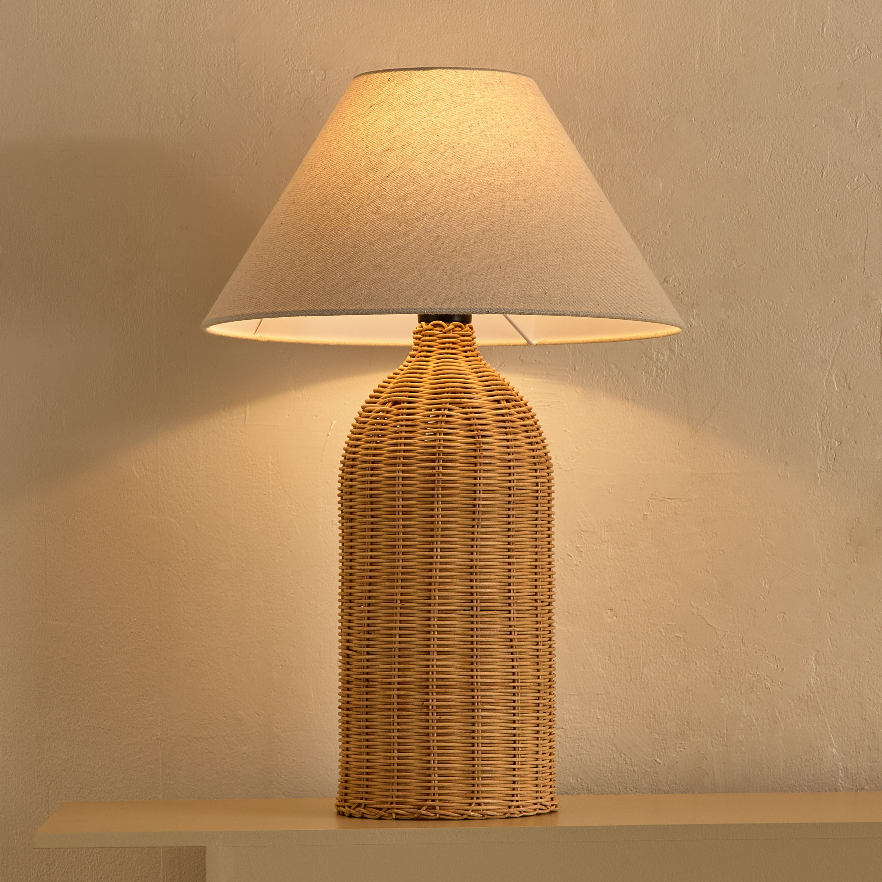 Naturel Metal Rattan Table Lamp with Fabric Linen Shade - 40x60 cm-hbxbedroom-lighting-tablelamps-image-2