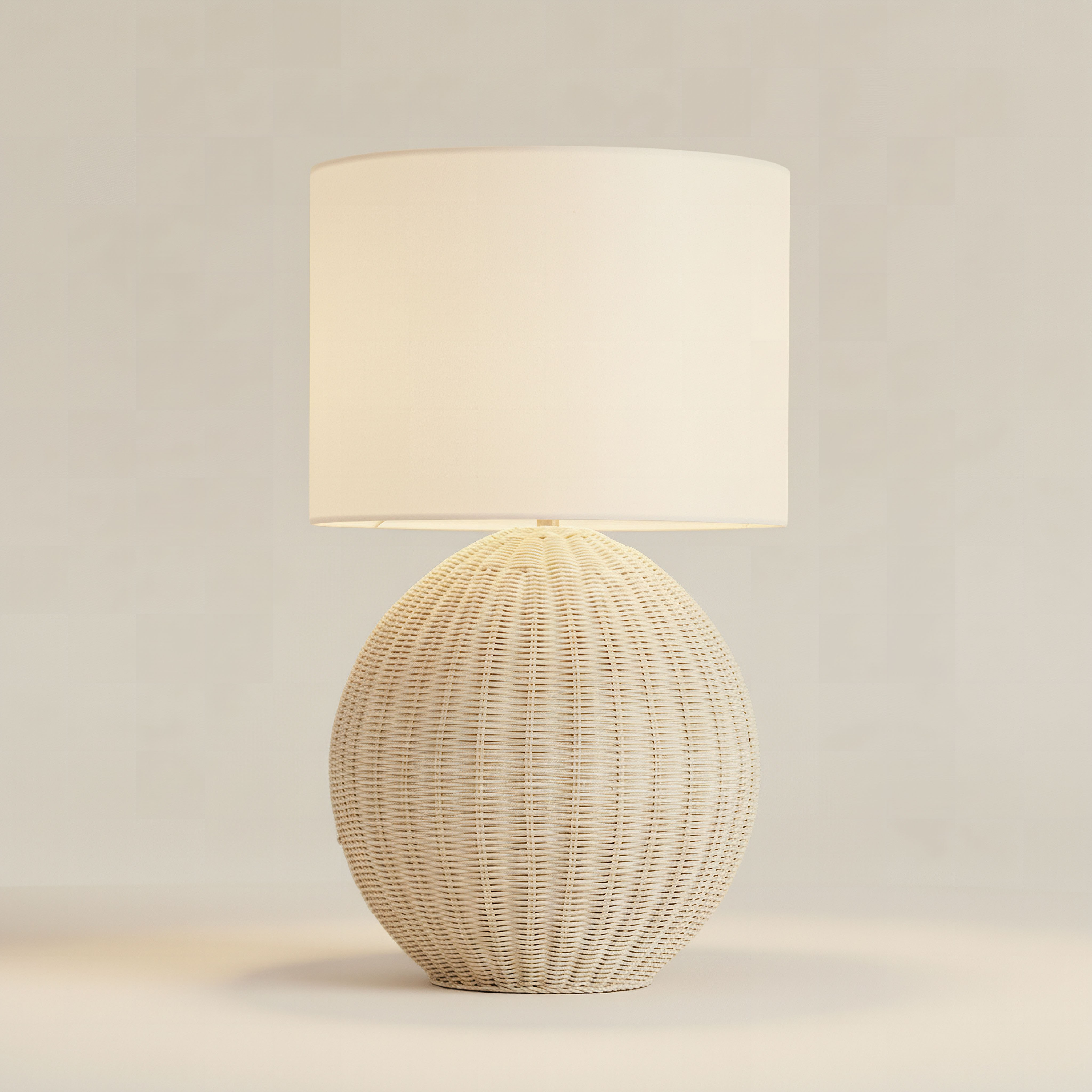 Naturel Rattan Table Lamp with Linen Shade - 36x58 cm-hbxbedroom-lighting-tablelamps-image-2