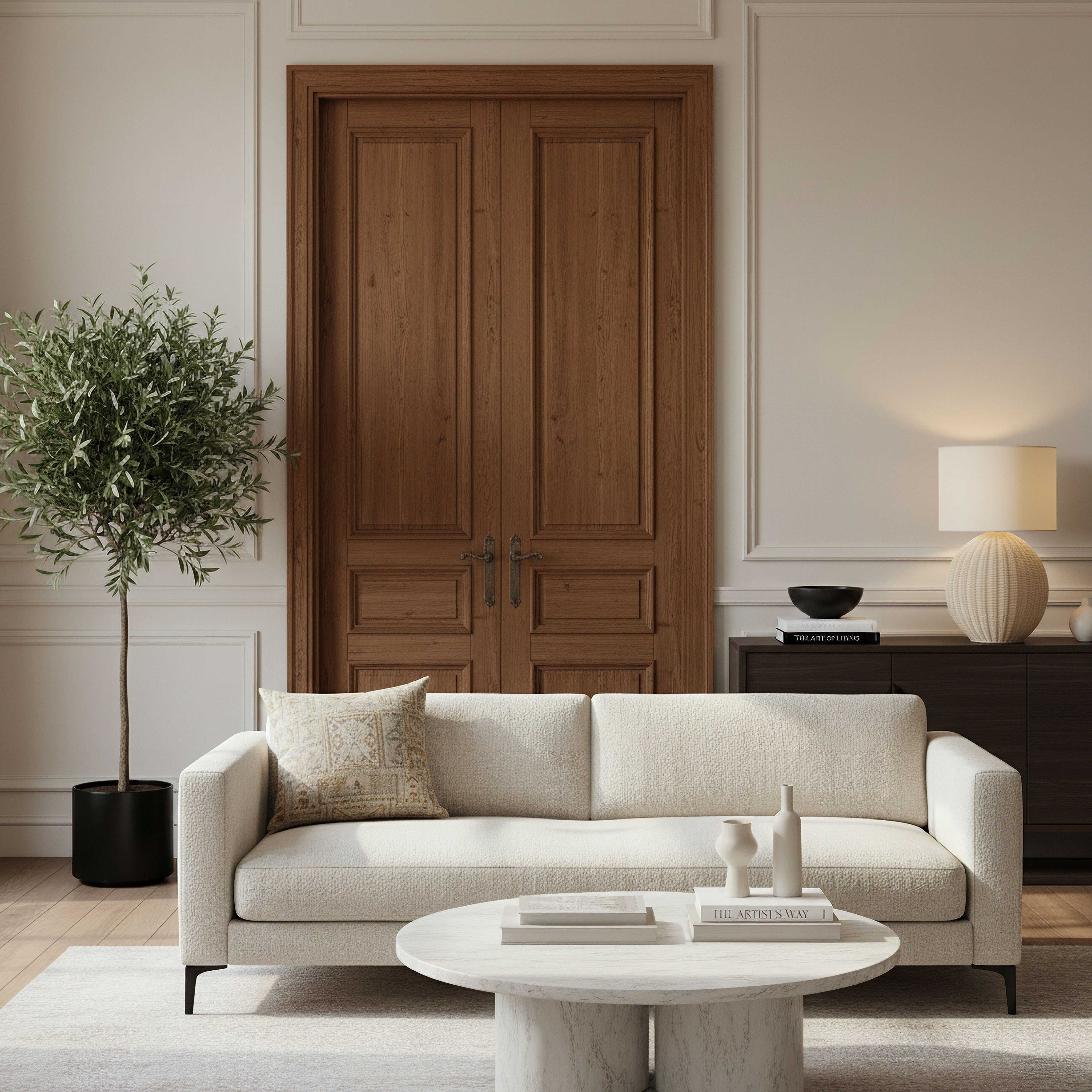 Naturel Rattan Table Lamp with Linen Shade - 36x58 cm-hbxbedroom-lighting-tablelamps-image-4