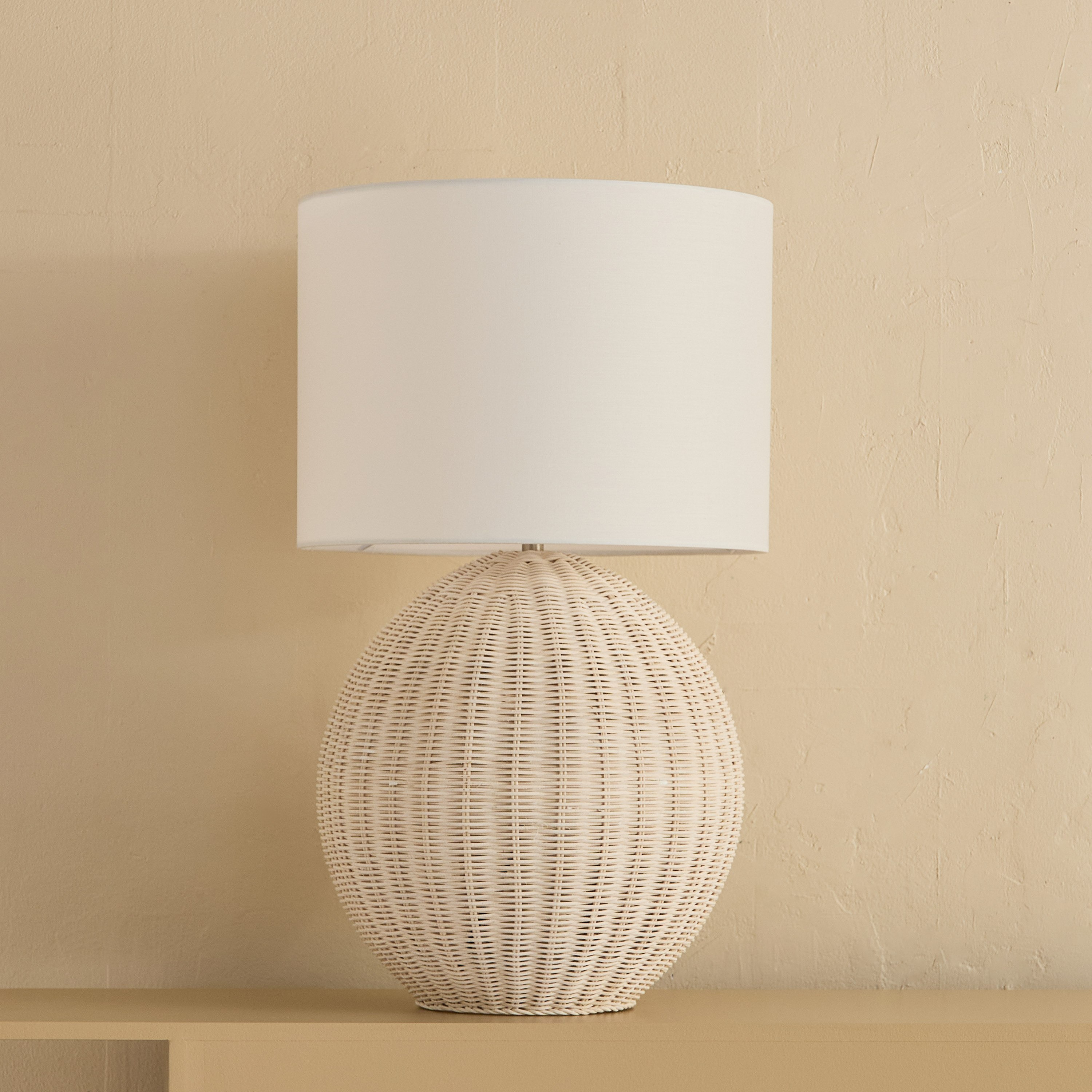Naturel Rattan Table Lamp with Linen Shade - 36x58 cm-hbxbedroom-lighting-tablelamps-image-5