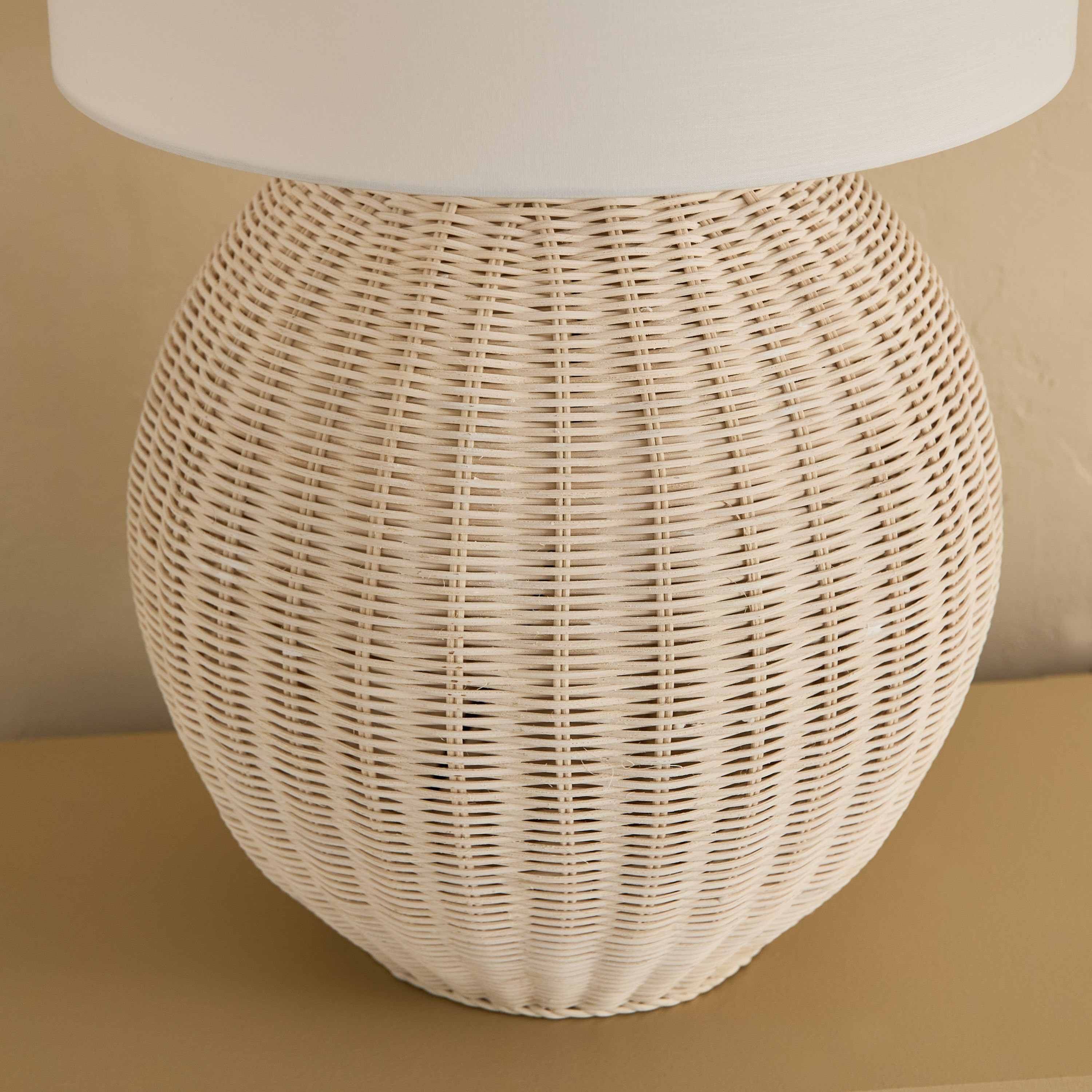 Naturel Rattan Table Lamp with Linen Shade - 36x58 cm-hbxbedroom-lighting-tablelamps-image-8