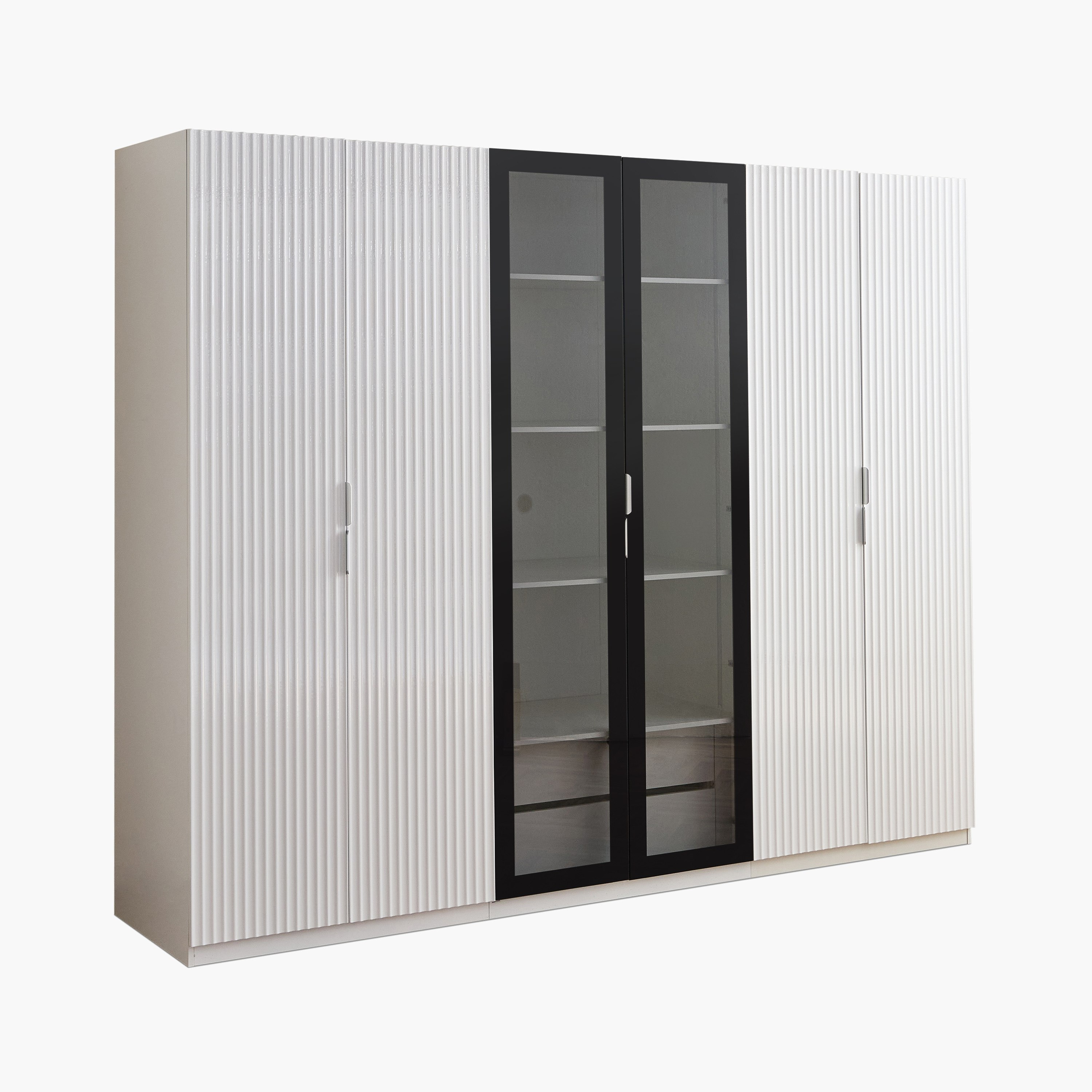 خزانة ملابس ذكية 6 أبواب بزجاج شفاف ودرجين من آركتيك-hbxfurniture-wardrobes-image-11