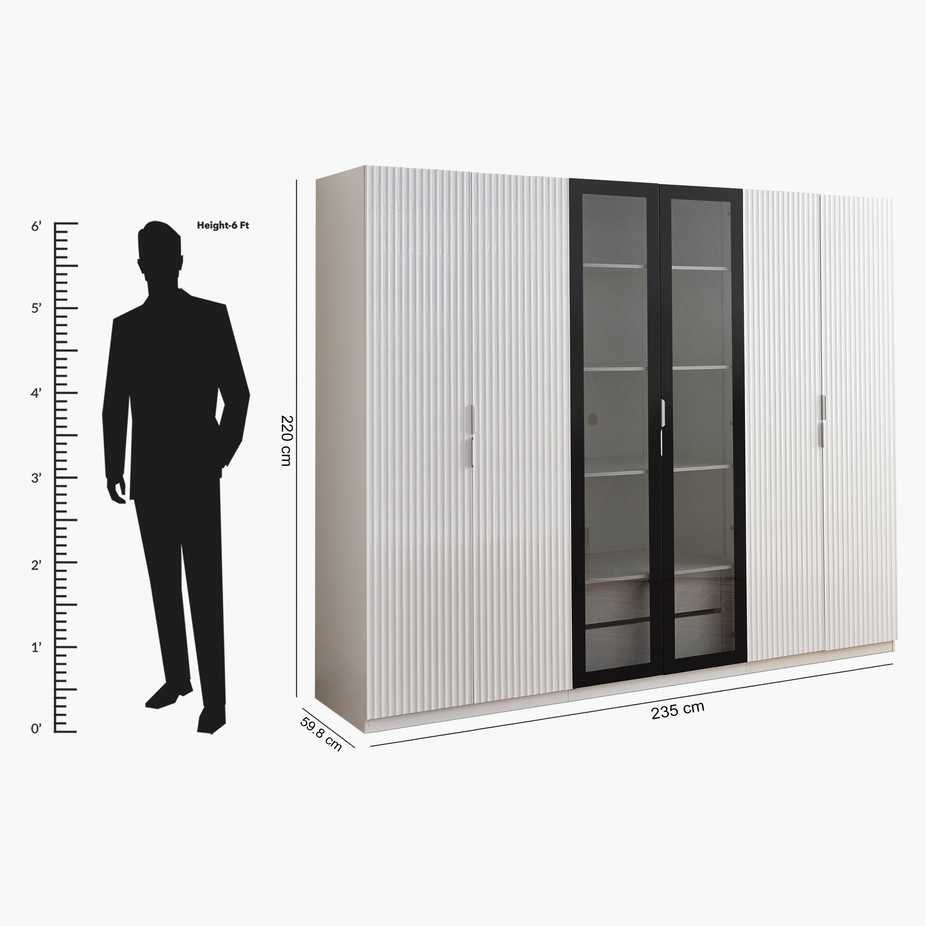 خزانة ملابس ذكية 6 أبواب بزجاج شفاف ودرجين من آركتيك-hbxfurniture-wardrobes-image-12