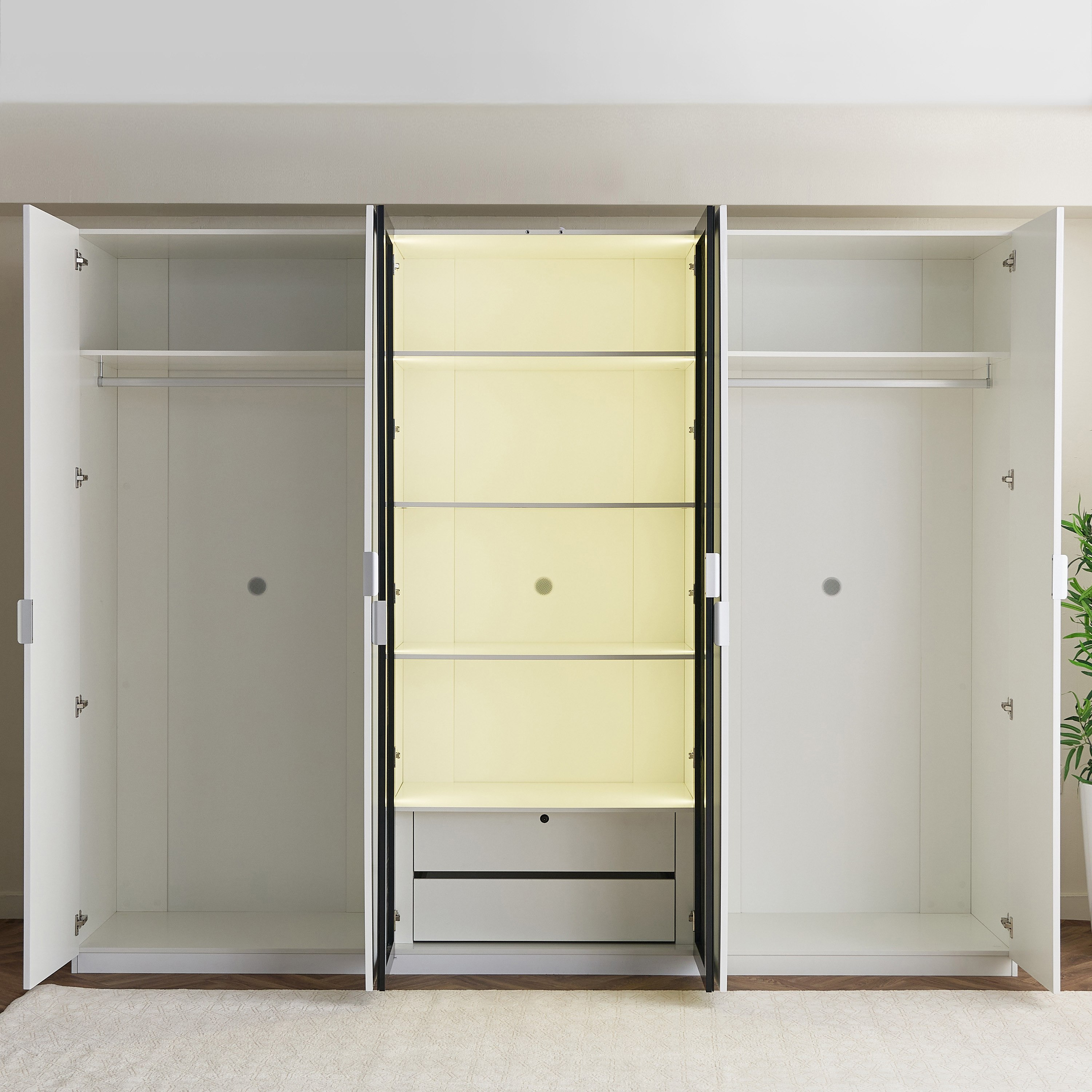 خزانة ملابس ذكية 6 أبواب بزجاج شفاف ودرجين من آركتيك-hbxfurniture-wardrobes-image-4