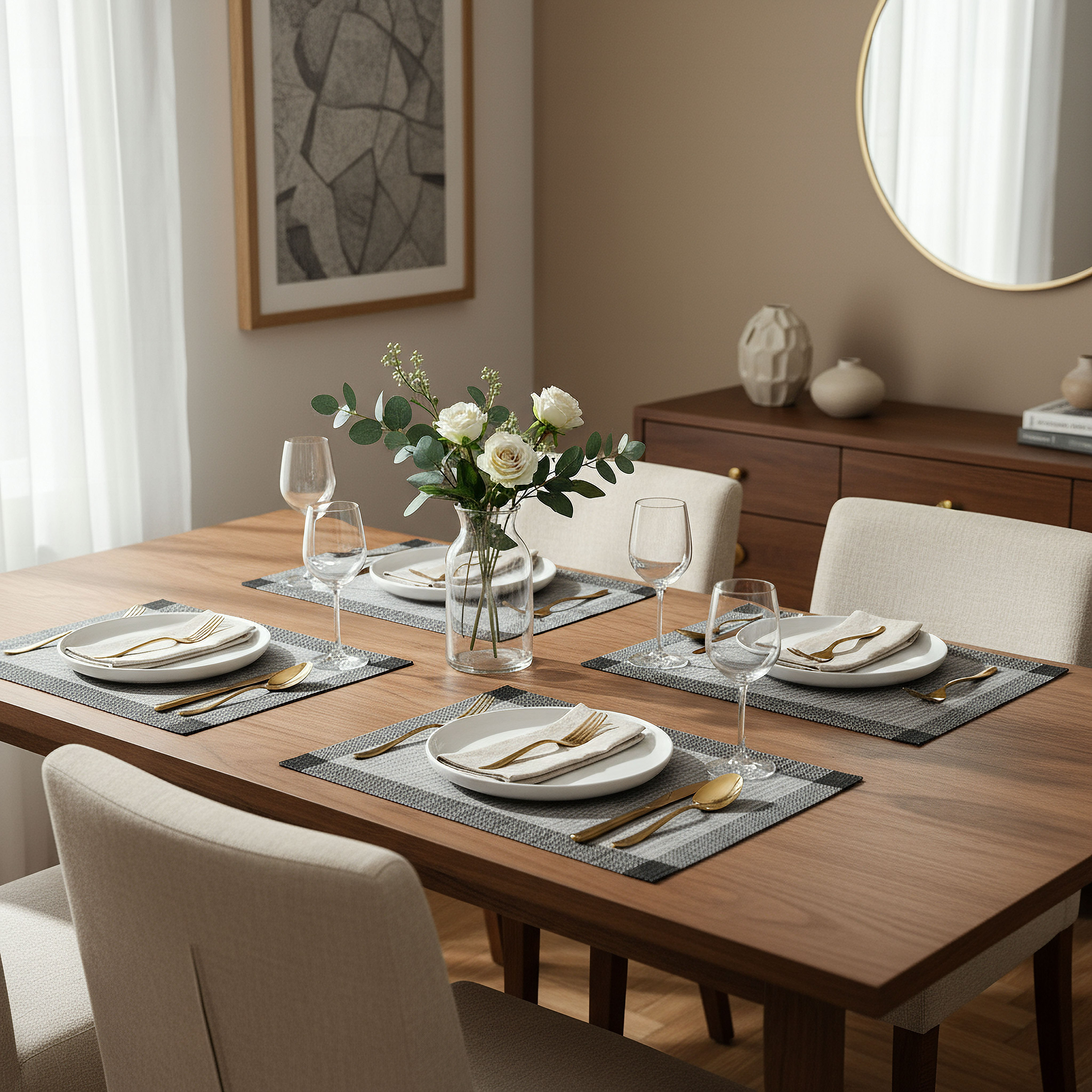 Essential 4-Piece Slub PVC Placemat Set - 30x45 cm-hbxdecorandfurnishings-homefurnishings-tablelinens-image-3