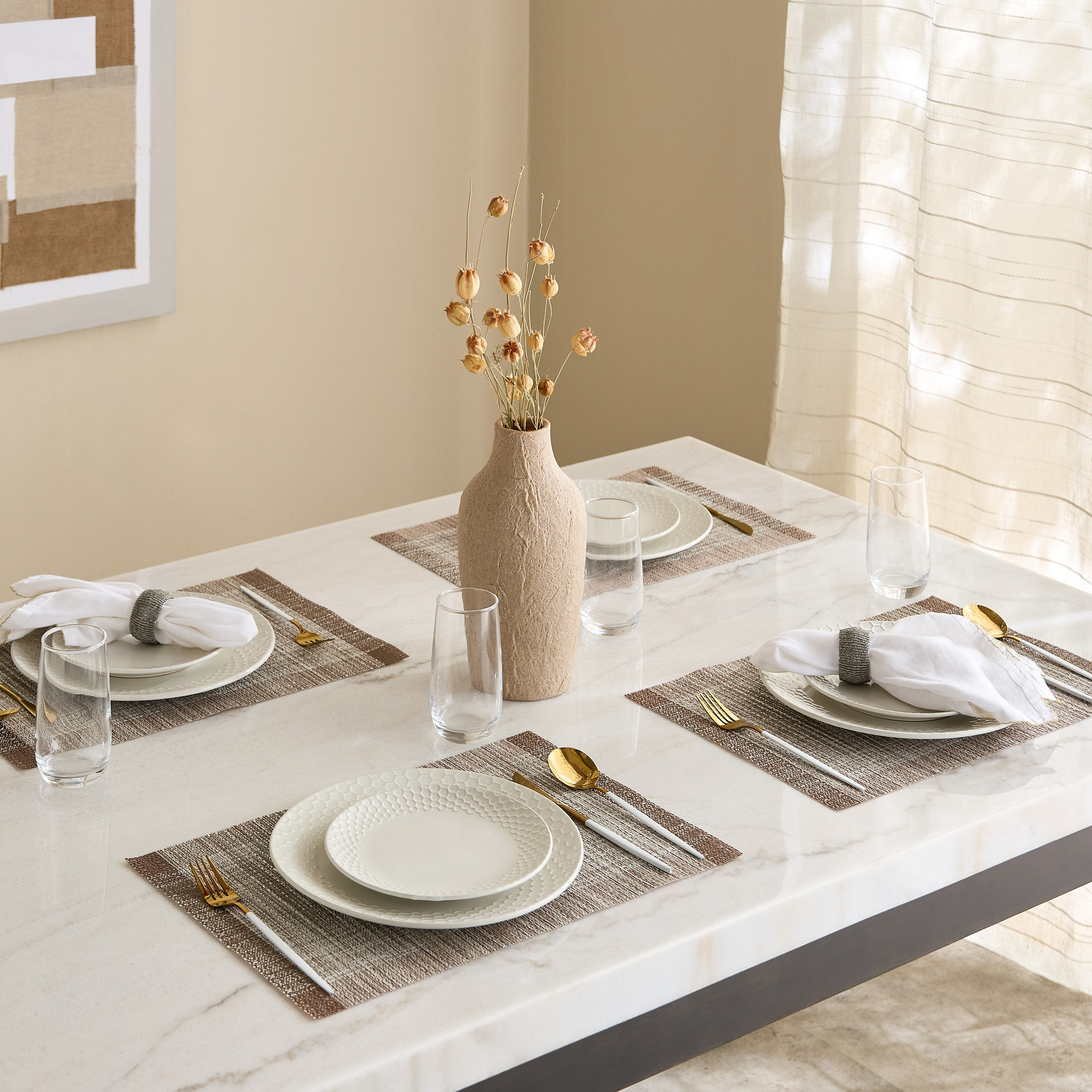 Essential Slub 4-Piece Placemat Set - 30x45 cm-hbxdecorandfurnishings-homefurnishings-tablelinens-image-8