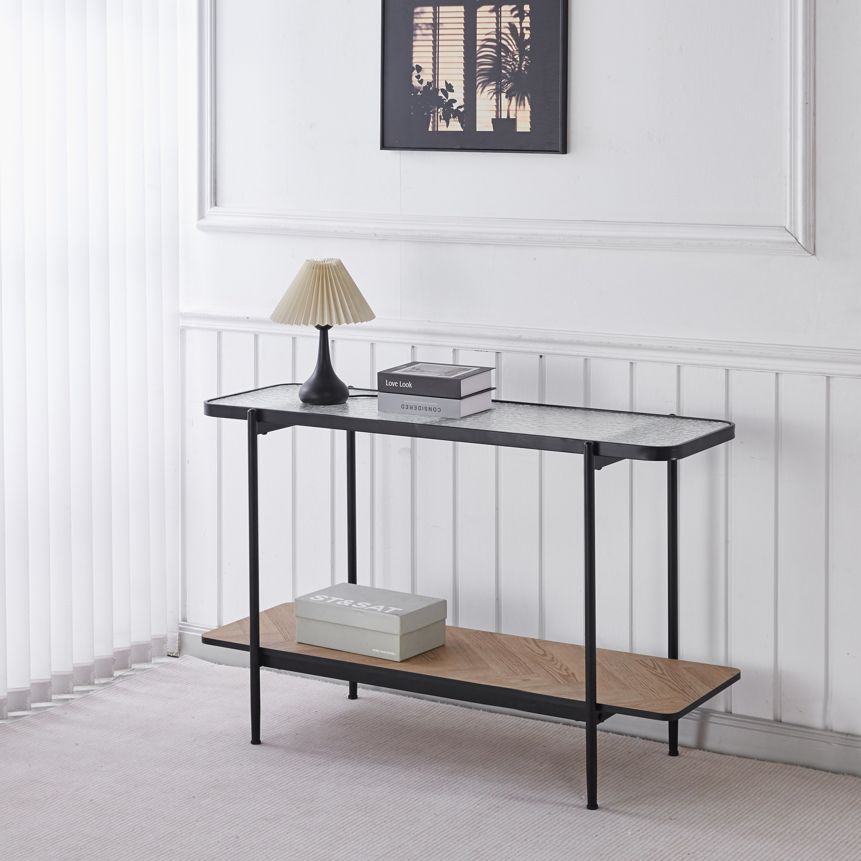 طاولة كونسول بسطح زجاجي مع رف تخزين من بالدوين-hbxfurniture-tablesandstands-consoletables-image-1